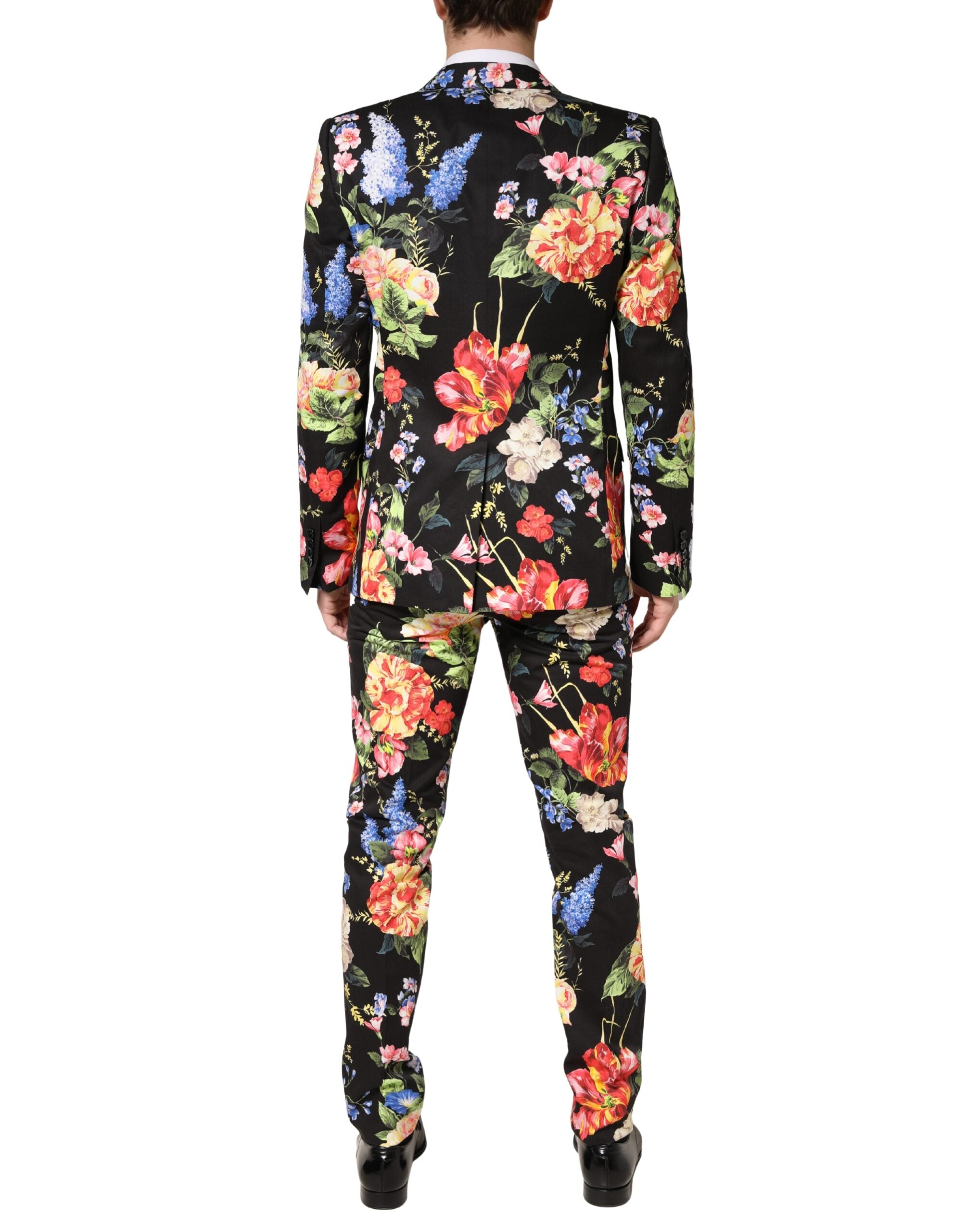 Dolce & Gabbana Schwarzer Blumen-Sakko-Anzug MARTINI 2-teilig