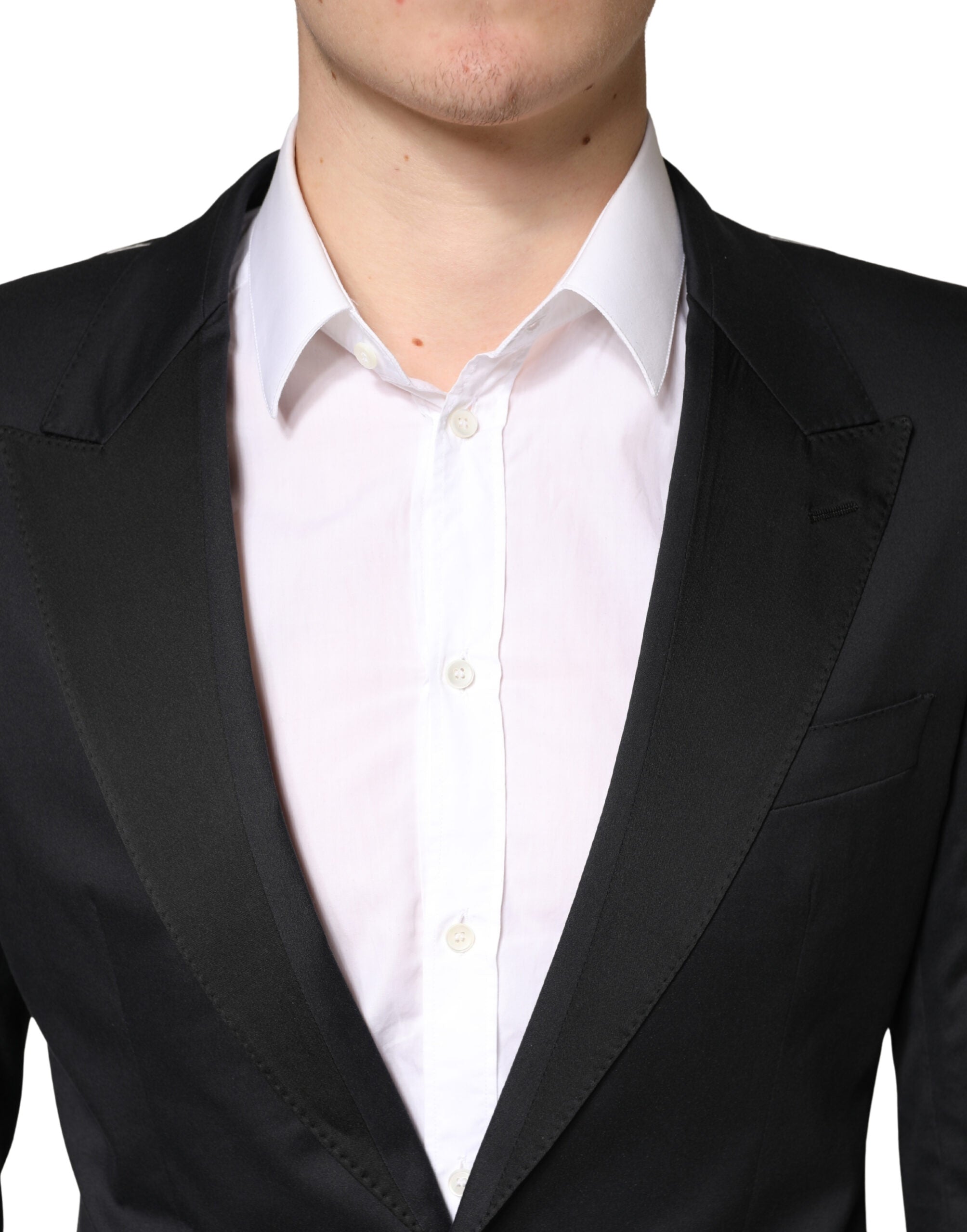 Dolce & Gabbana Schwarzer Baumwoll-Zweiteiler mit Einreiher