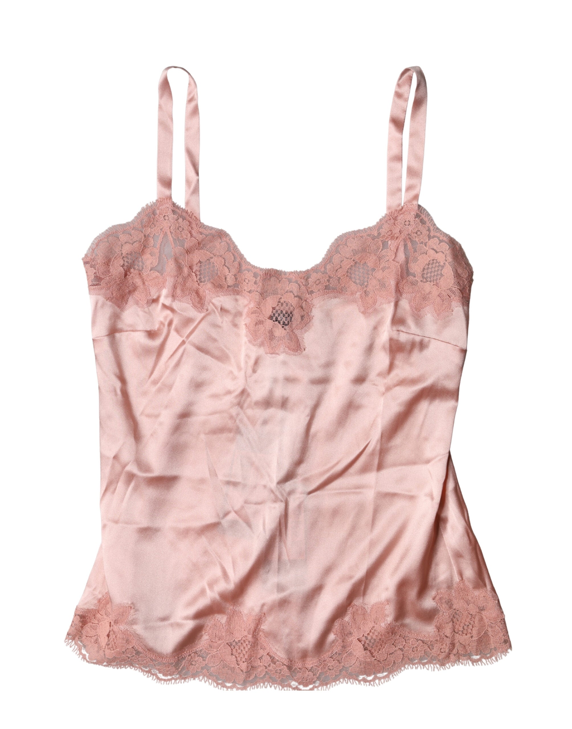 Dolce & Gabbana Zartrosa Spitzen-Dessous-Top mit Blumenmuster
