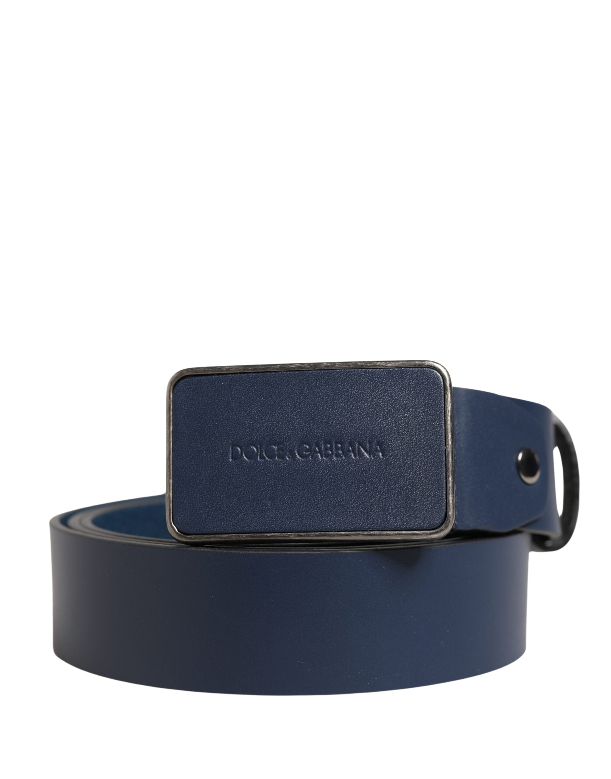 Dolce & Gabbana Blauer Ledergürtel mit Logo und Metallschnalle für Herren