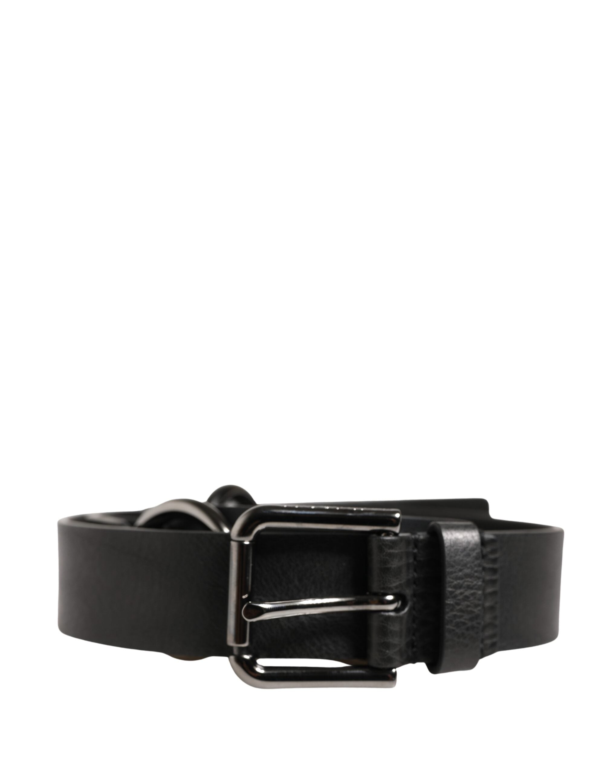 Dolce & Gabbana Schwarzer Ledergürtel mit silberner Kette für Herren