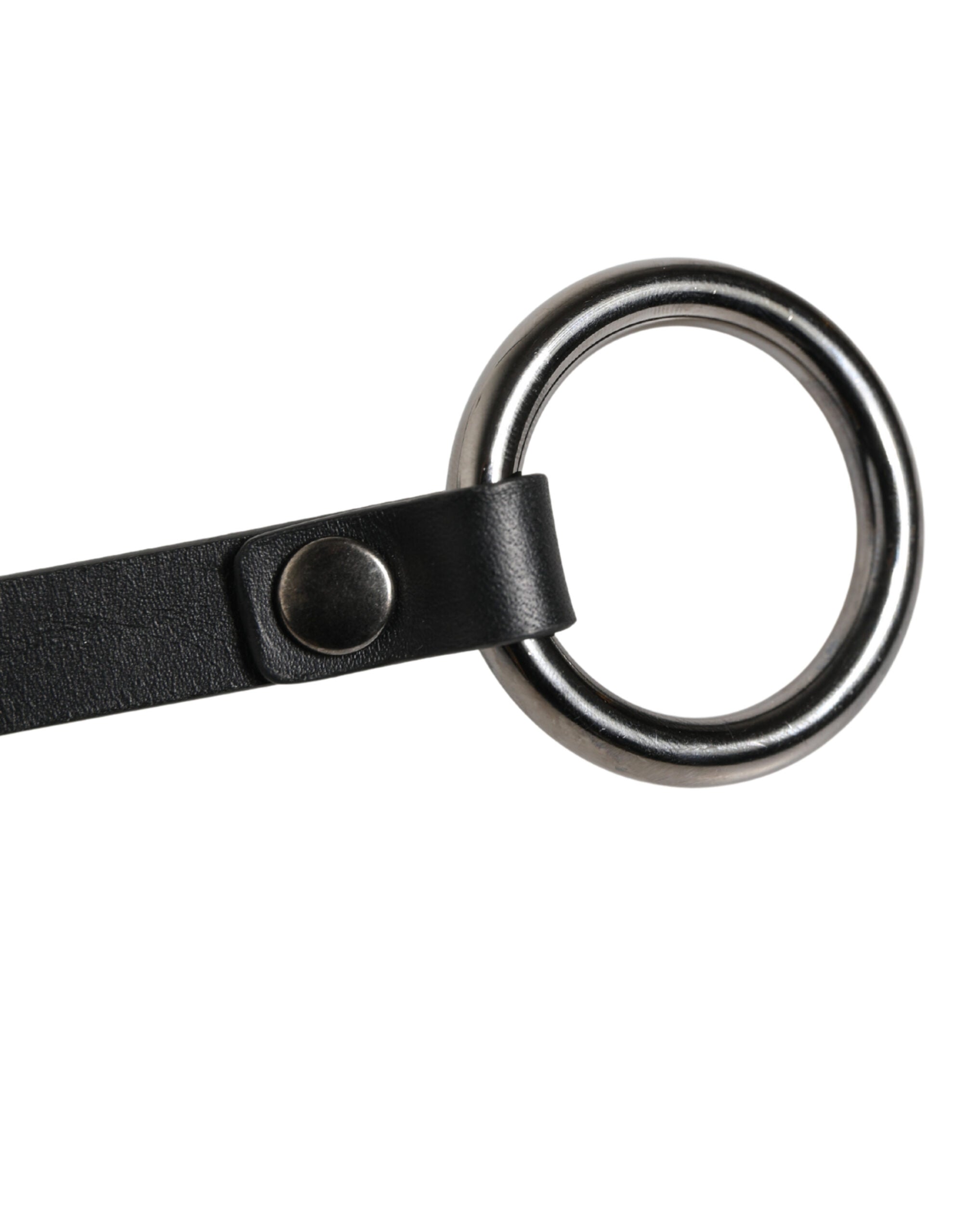 Dolce & Gabbana Schwarzer Ledergürtel mit silberner Kette für Herren