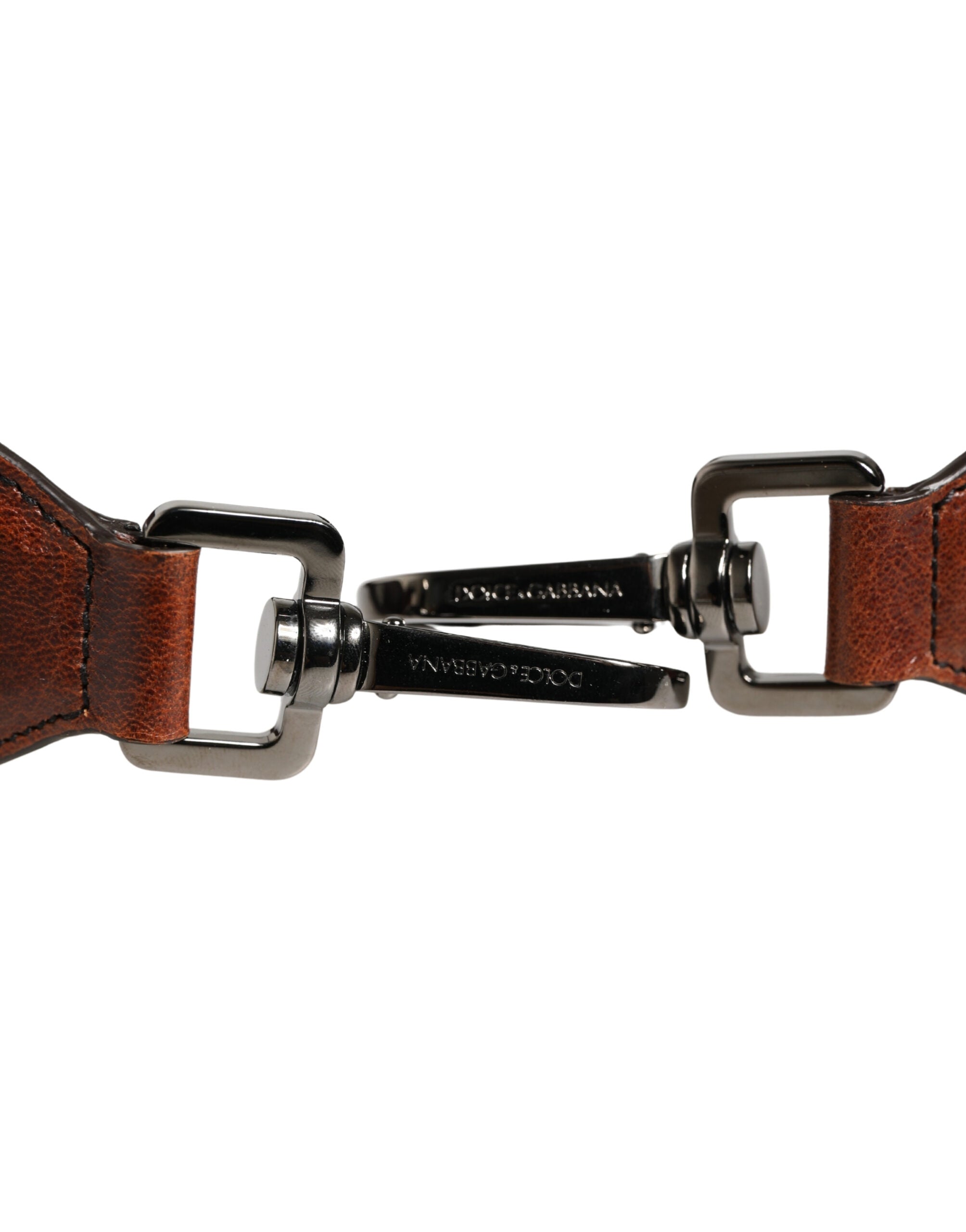 Dolce & Gabbana Brauner Pferdeleder-Samt-Taschen-Schultergurt
