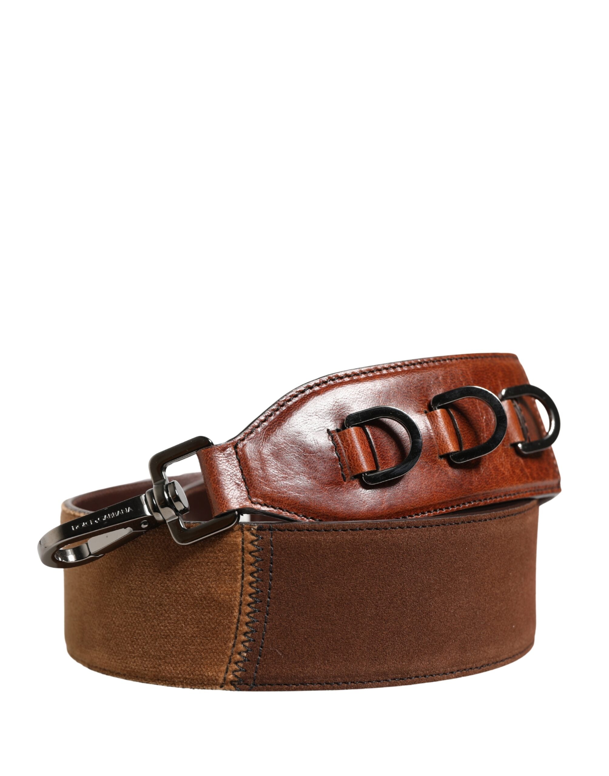 Dolce & Gabbana Brauner Pferdeleder-Samt-Taschen-Schultergurt