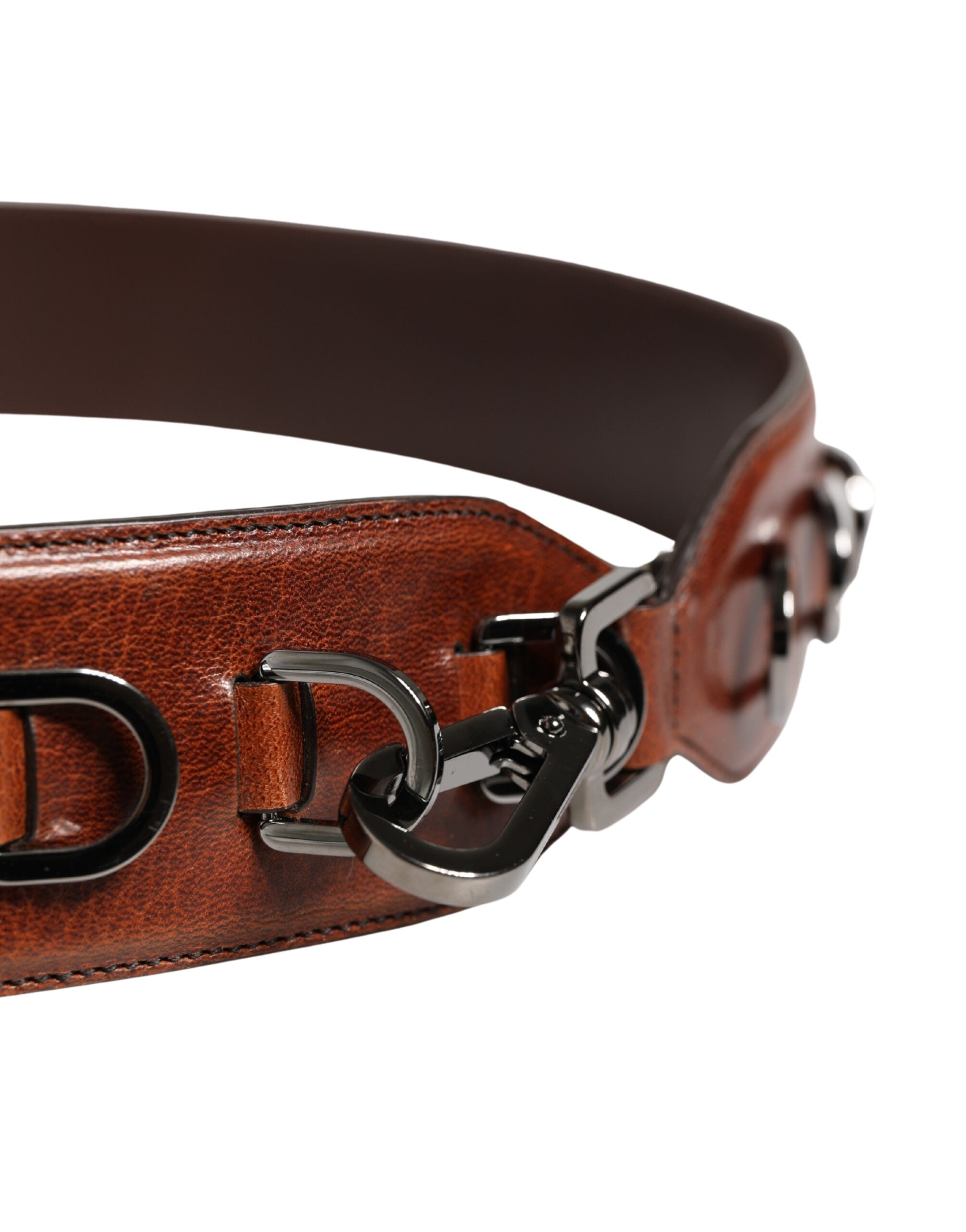 Dolce & Gabbana Brauner Pferdeleder-Samt-Taschen-Schultergurt