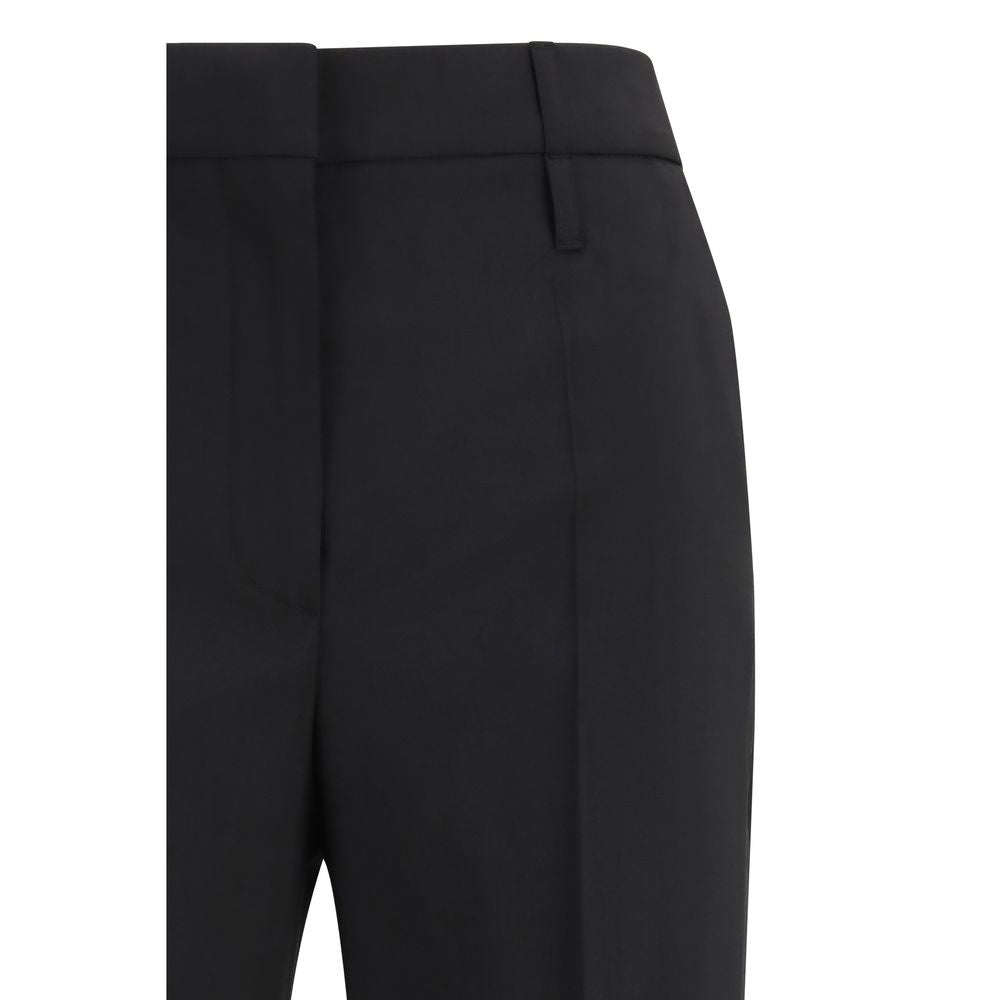Max Mara Schwarze Hose aus Fleece-Wolle mit ausgestelltem Bein