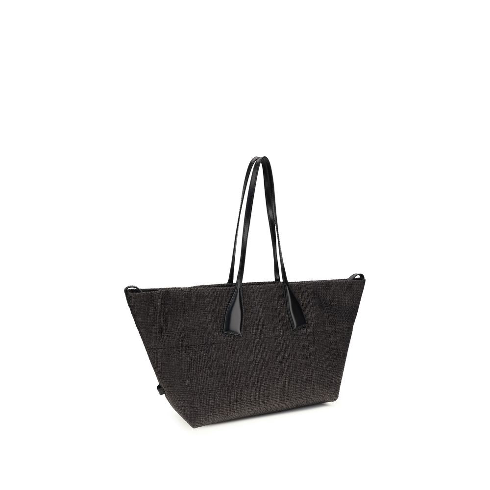 Balmain Schwarze Raffia-Umhängetasche