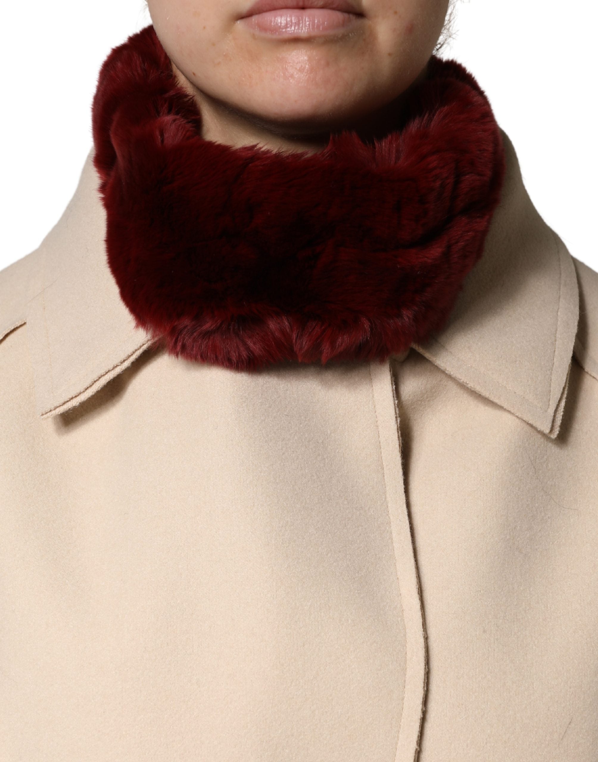 Dolce & Gabbana Roter Lammfellkragen Damen Nackenwärmer 50cm x 8cm Schal