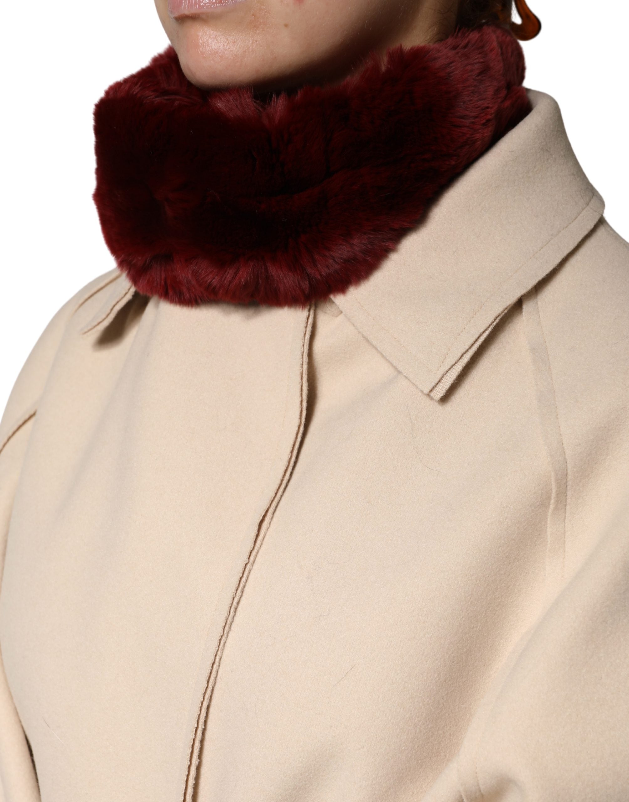 Dolce & Gabbana Roter Lammfellkragen Damen Nackenwärmer 50cm x 8cm Schal