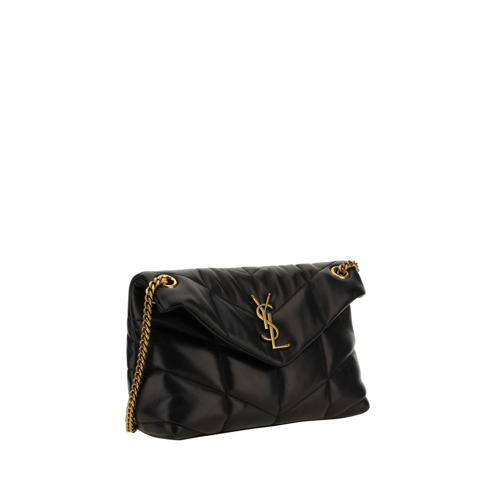 Saint Laurent Schwarze Lammleder-Schultertasche