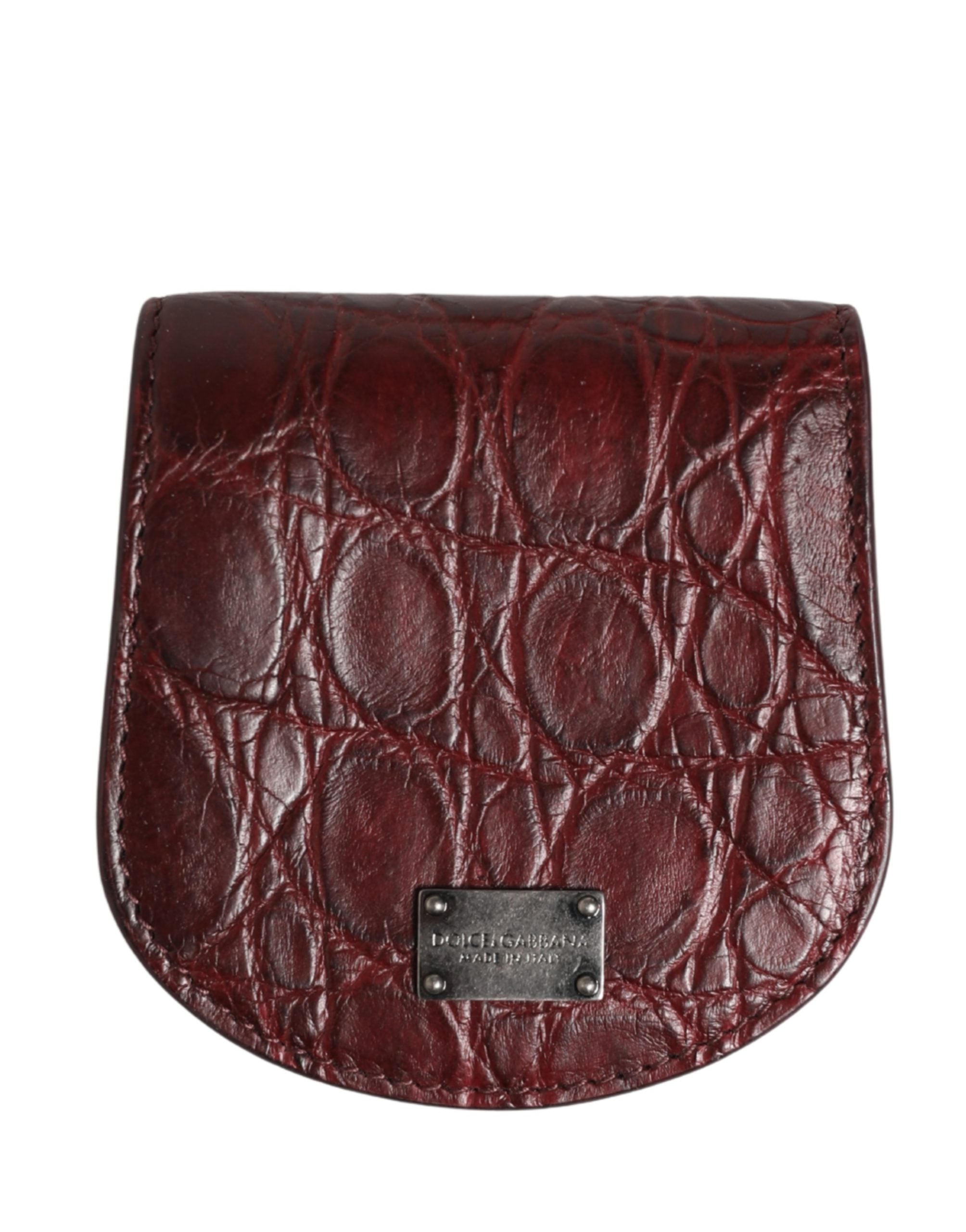 Dolce & Gabbana Burgunder Etui aus exotischem Leder für Kondome, Brieftasche