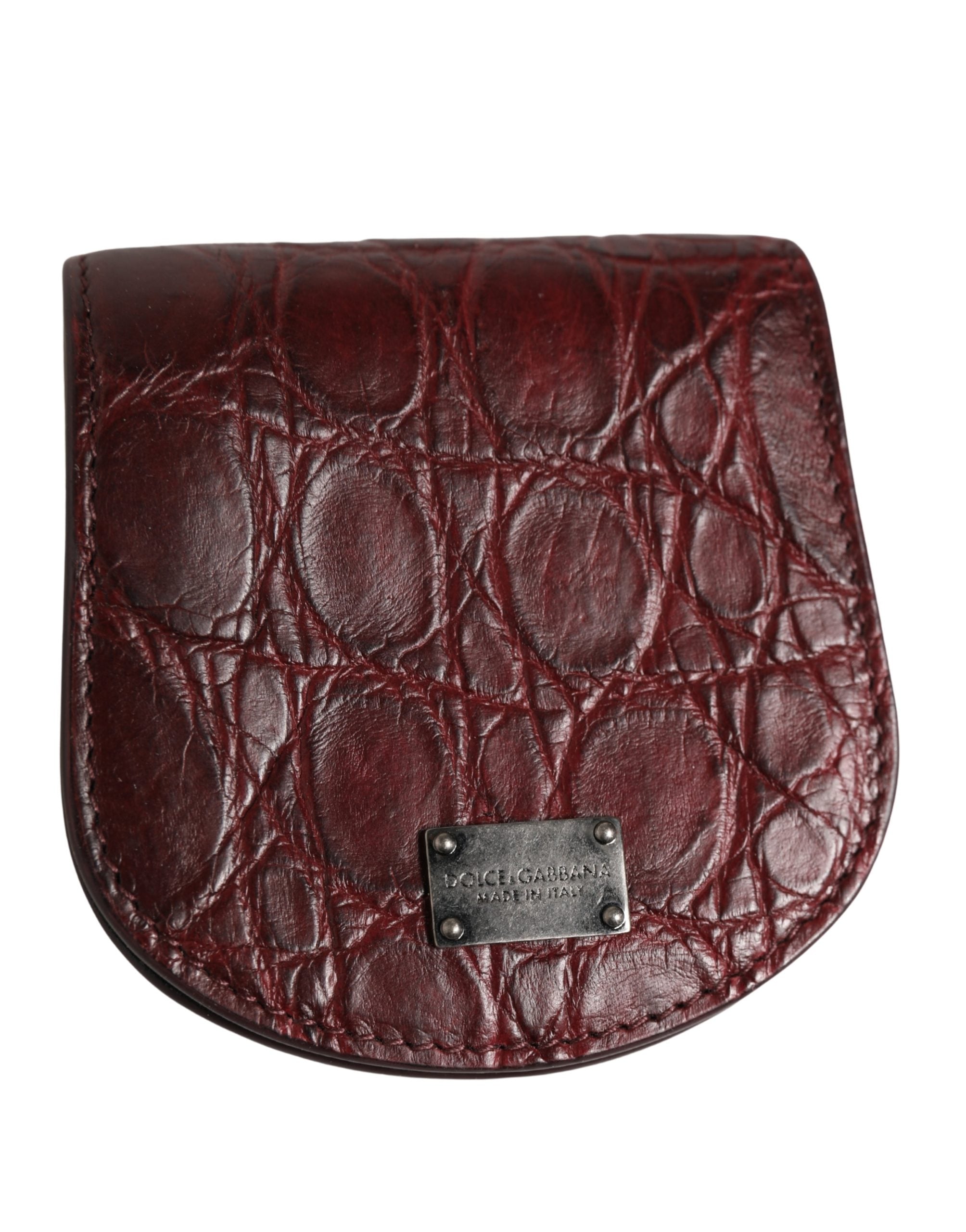 Dolce & Gabbana Burgunder Etui aus exotischem Leder für Kondome, Brieftasche