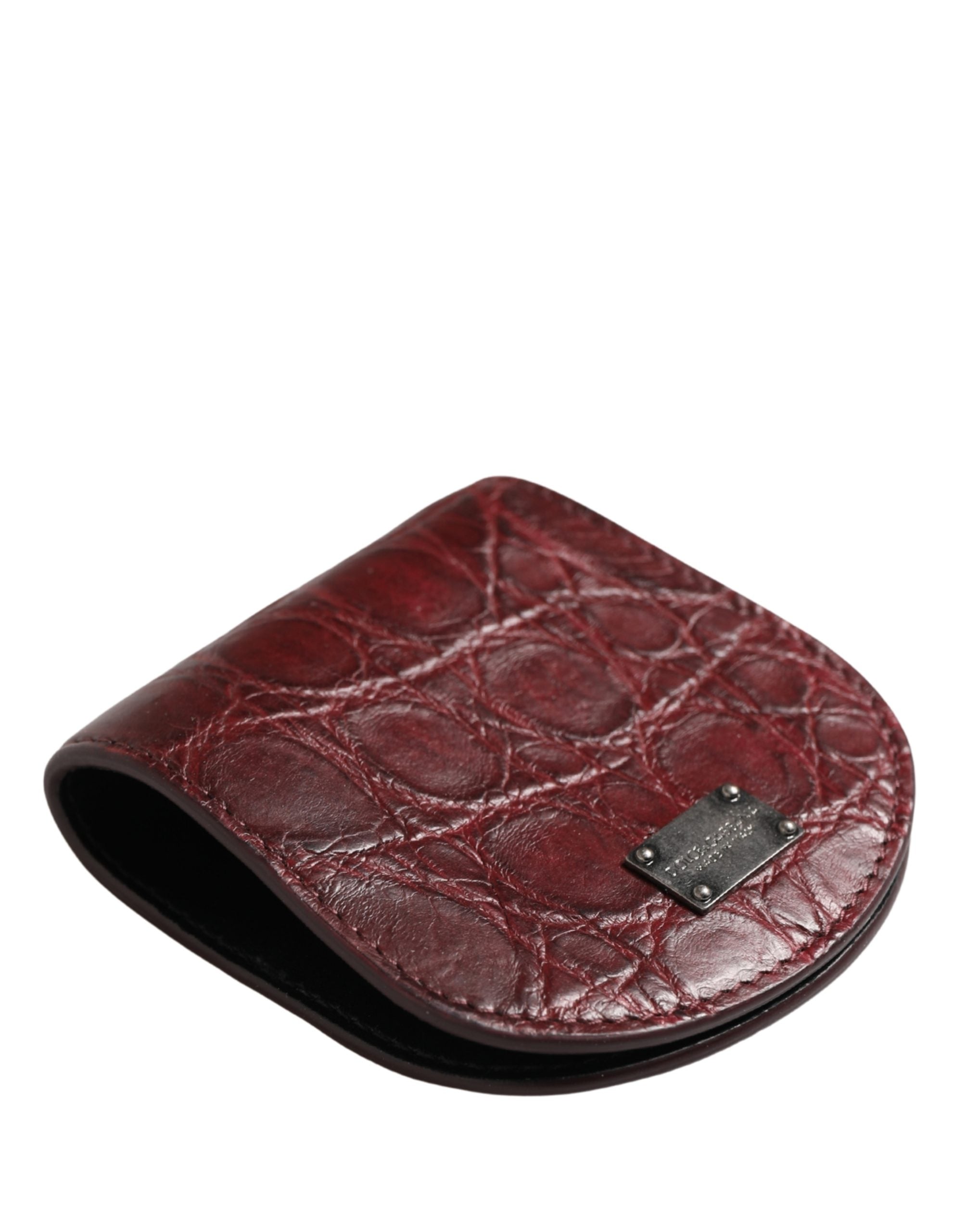 Dolce & Gabbana Burgunder Etui aus exotischem Leder für Kondome, Brieftasche