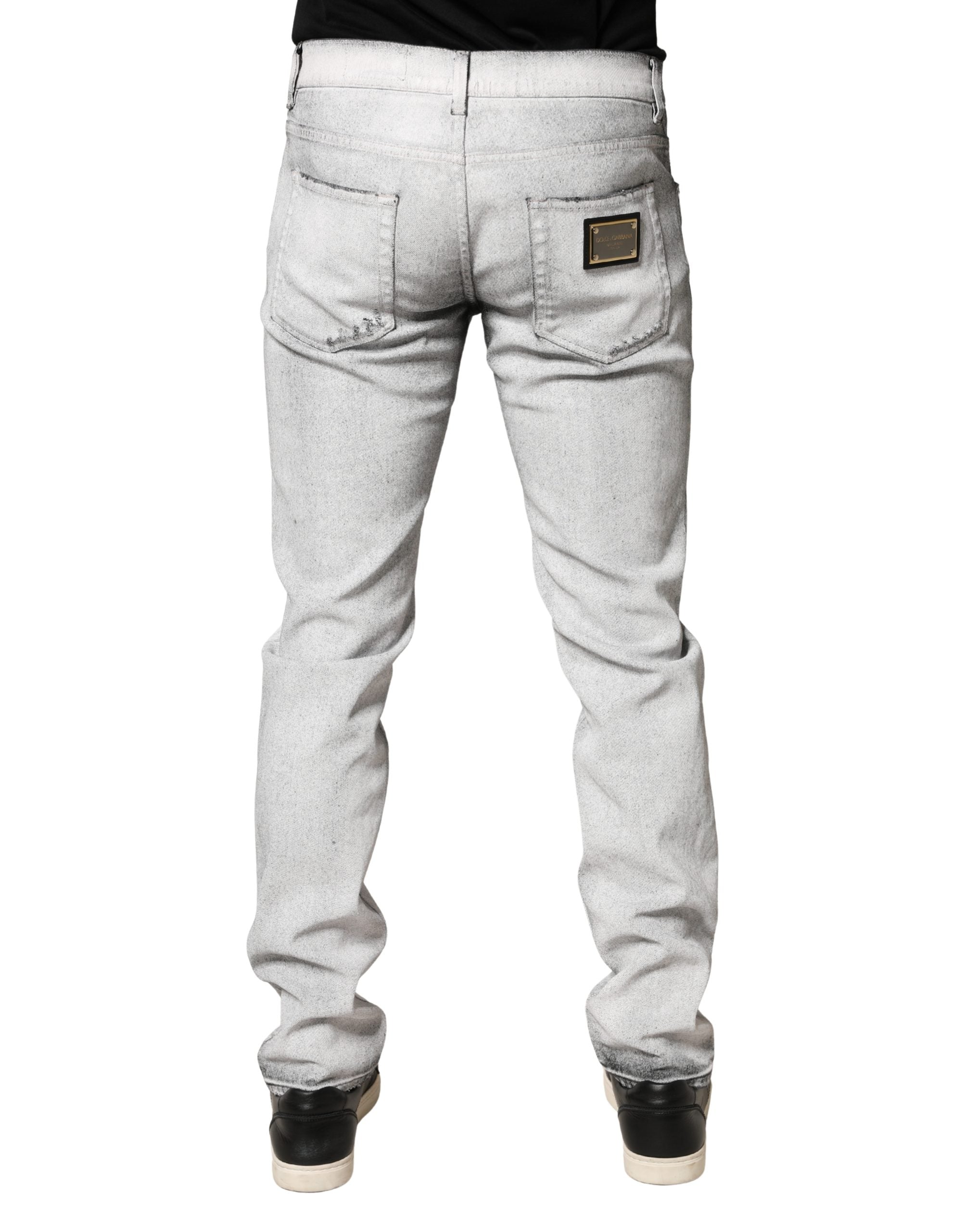 Dolce & Gabbana Hellgraue, distressed Skinny Jeans für Herren aus Denim