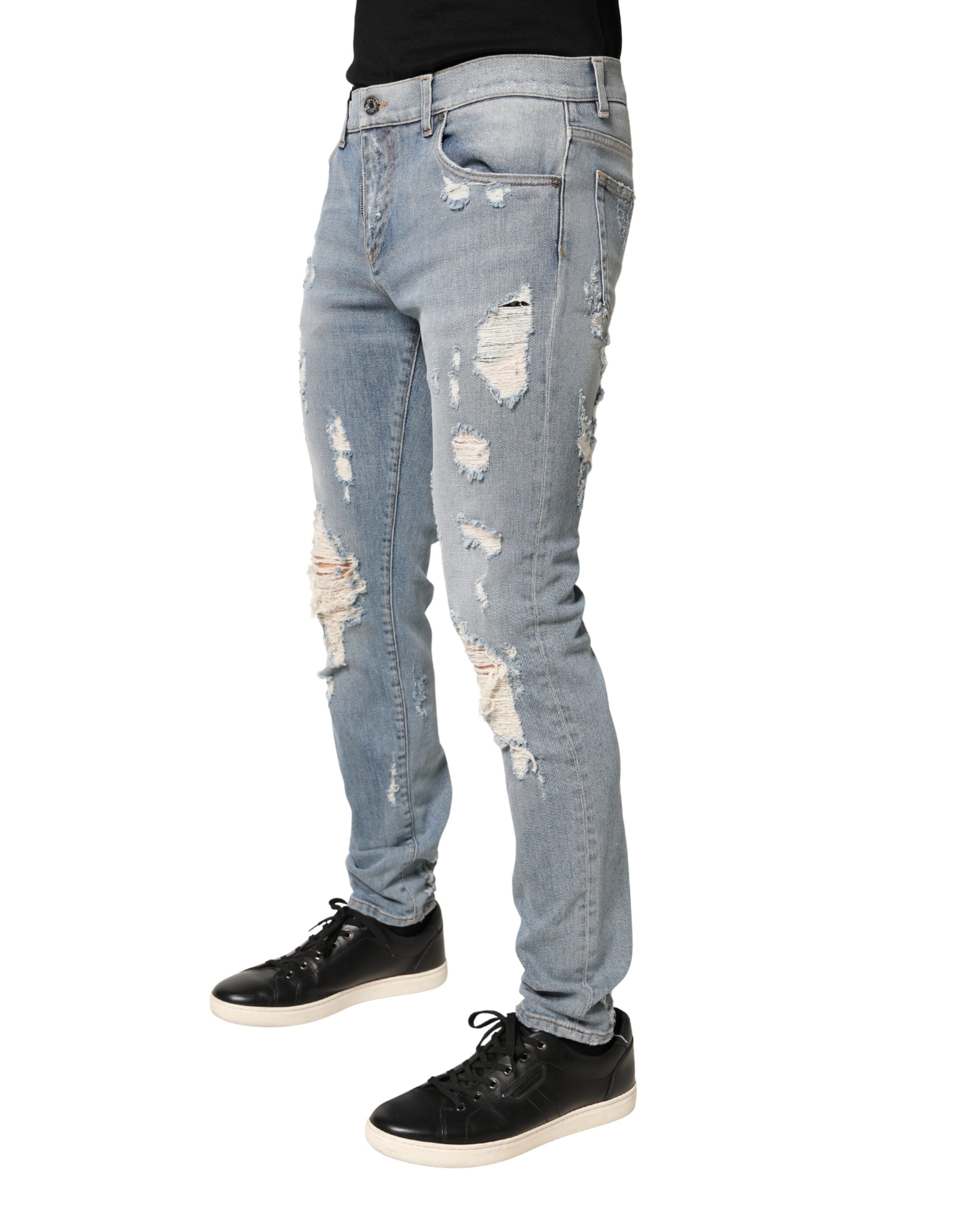 Dolce & Gabbana Hellblaue, distressed Skinny Jeans für Herren aus Denim