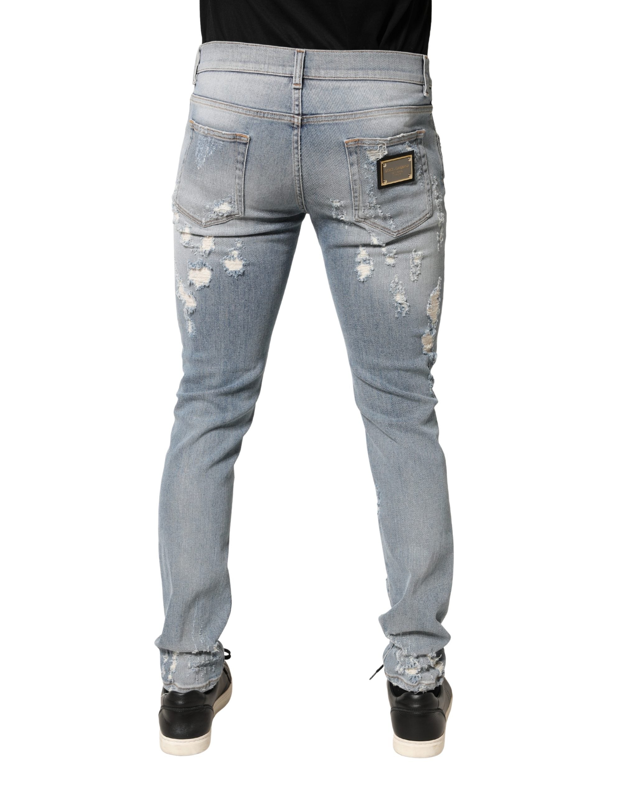 Dolce & Gabbana Hellblaue, distressed Skinny Jeans für Herren aus Denim