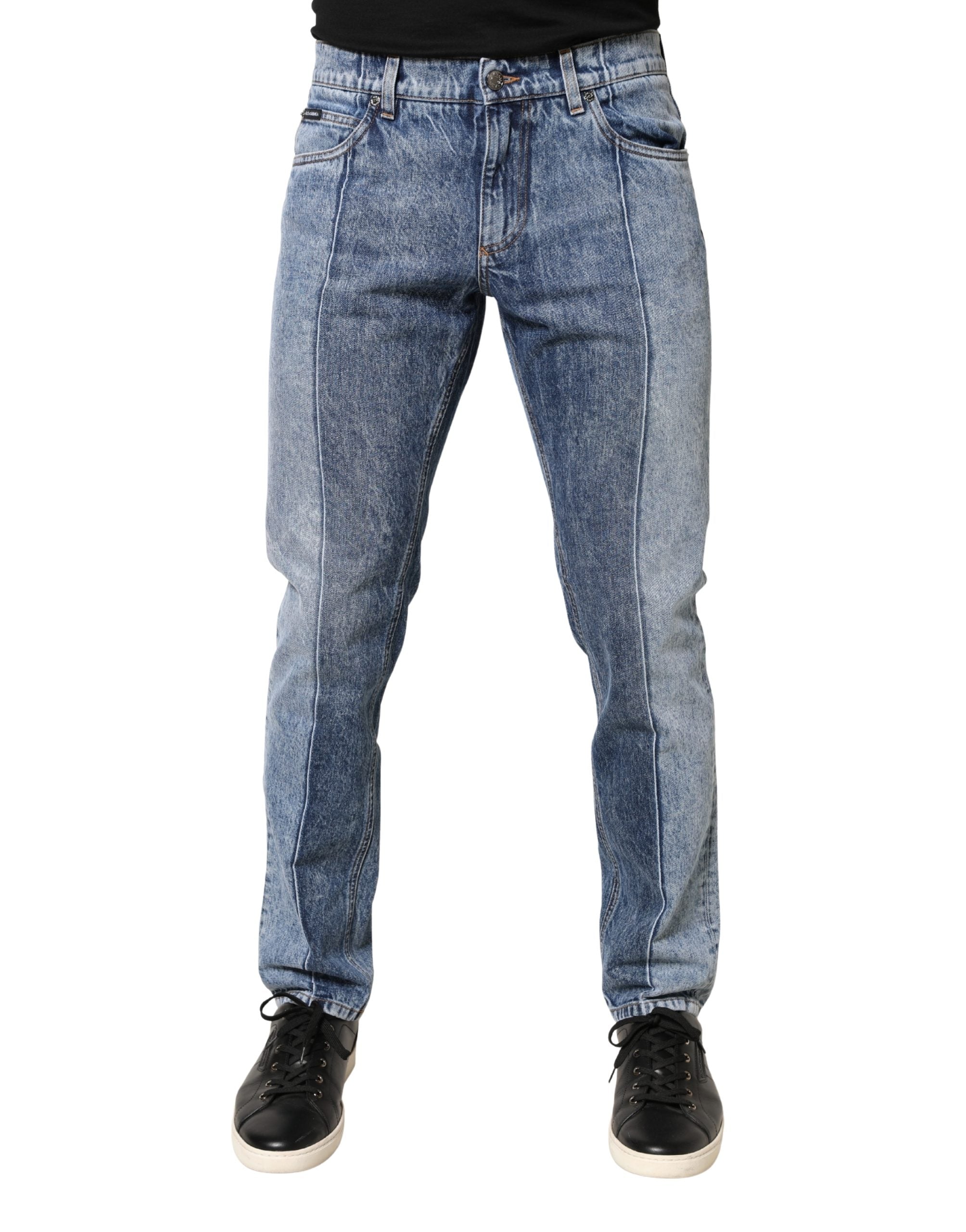 Dolce & Gabbana Zwei-Ton-blaue Herren-Jeans aus Baumwolle, Regular Fit