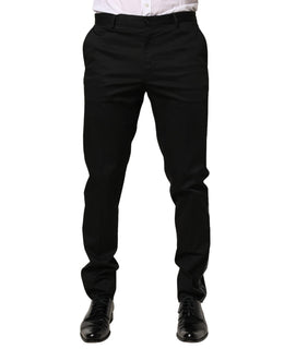 Dolce & Gabbana Schwarze Baumwoll-Skinny-Herren-Anzughose