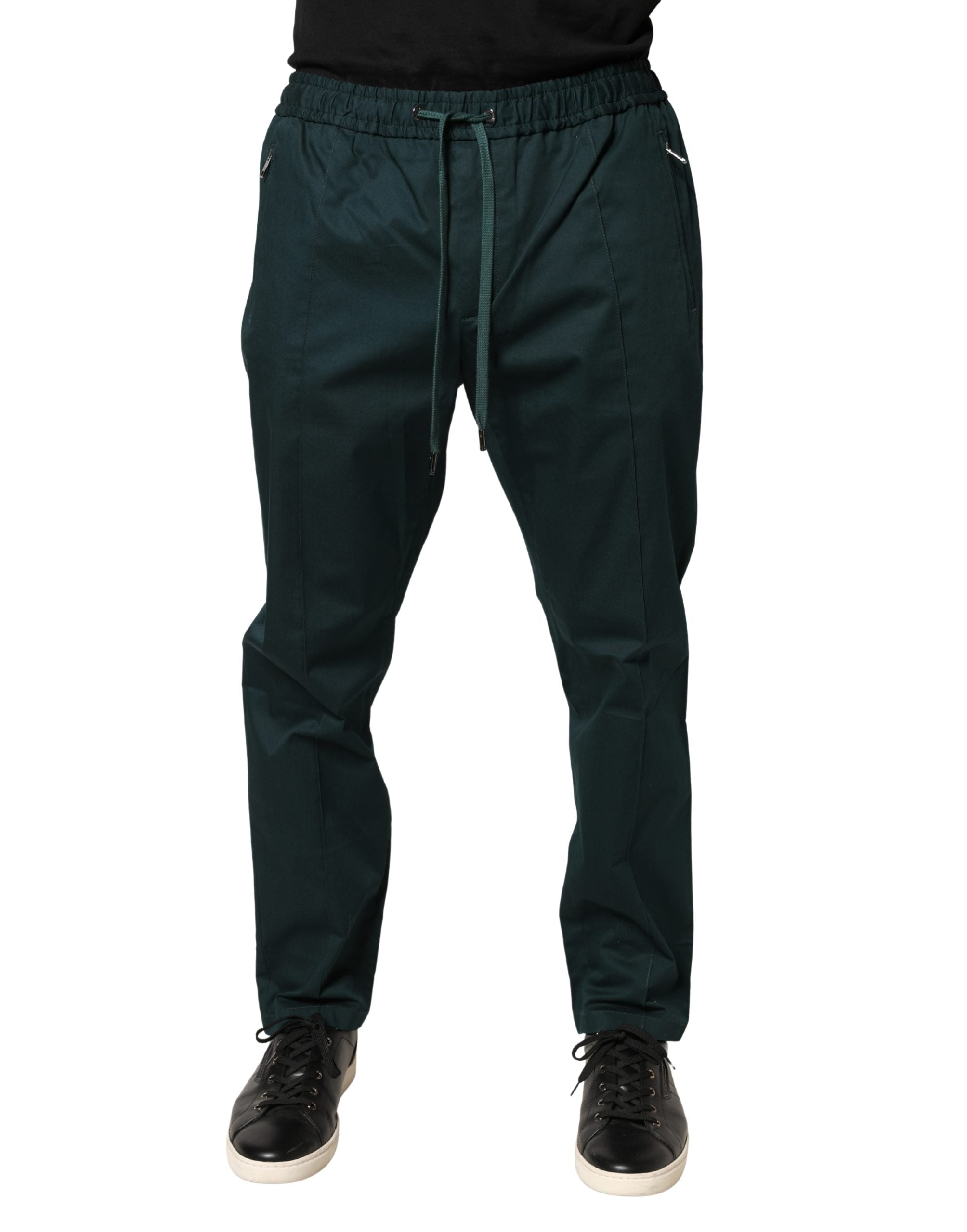 Dolce & Gabbana Grüne Baumwoll Skinny Herren Jogginghose