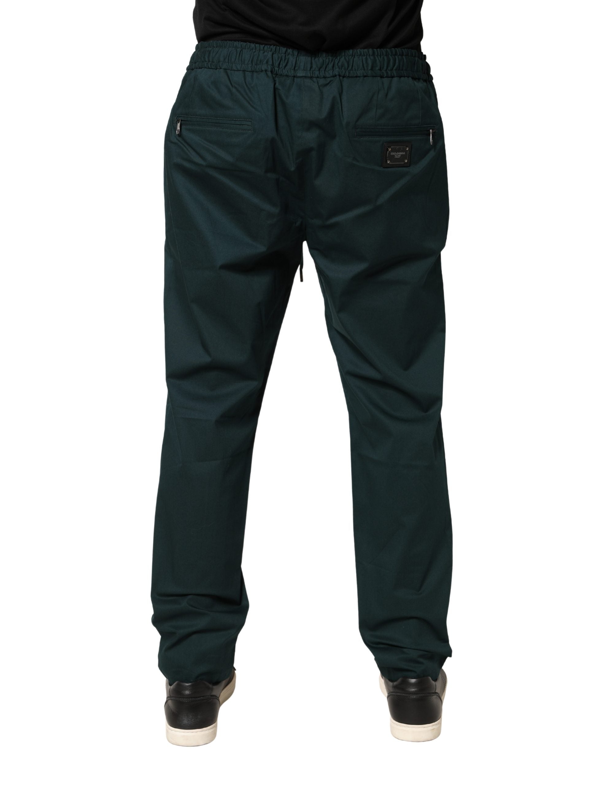 Dolce & Gabbana Grüne Baumwoll Skinny Herren Jogginghose