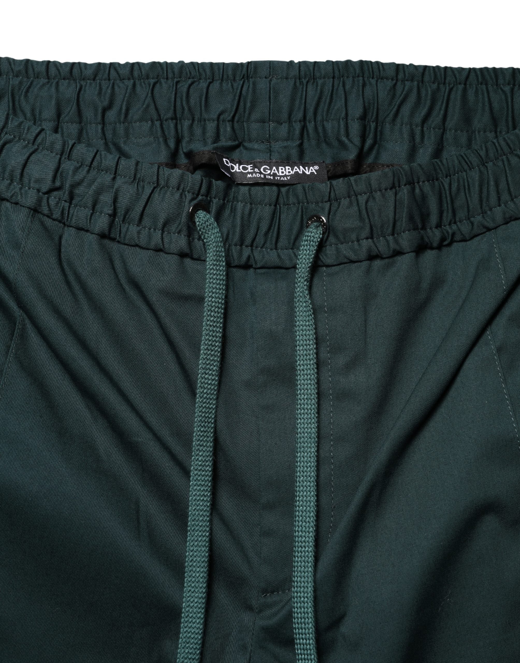 Dolce & Gabbana Grüne Baumwoll Skinny Herren Jogginghose