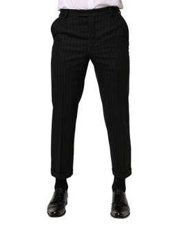 Dolce & Gabbana Schwarze Streifen Wollkleid Formelle Hose
