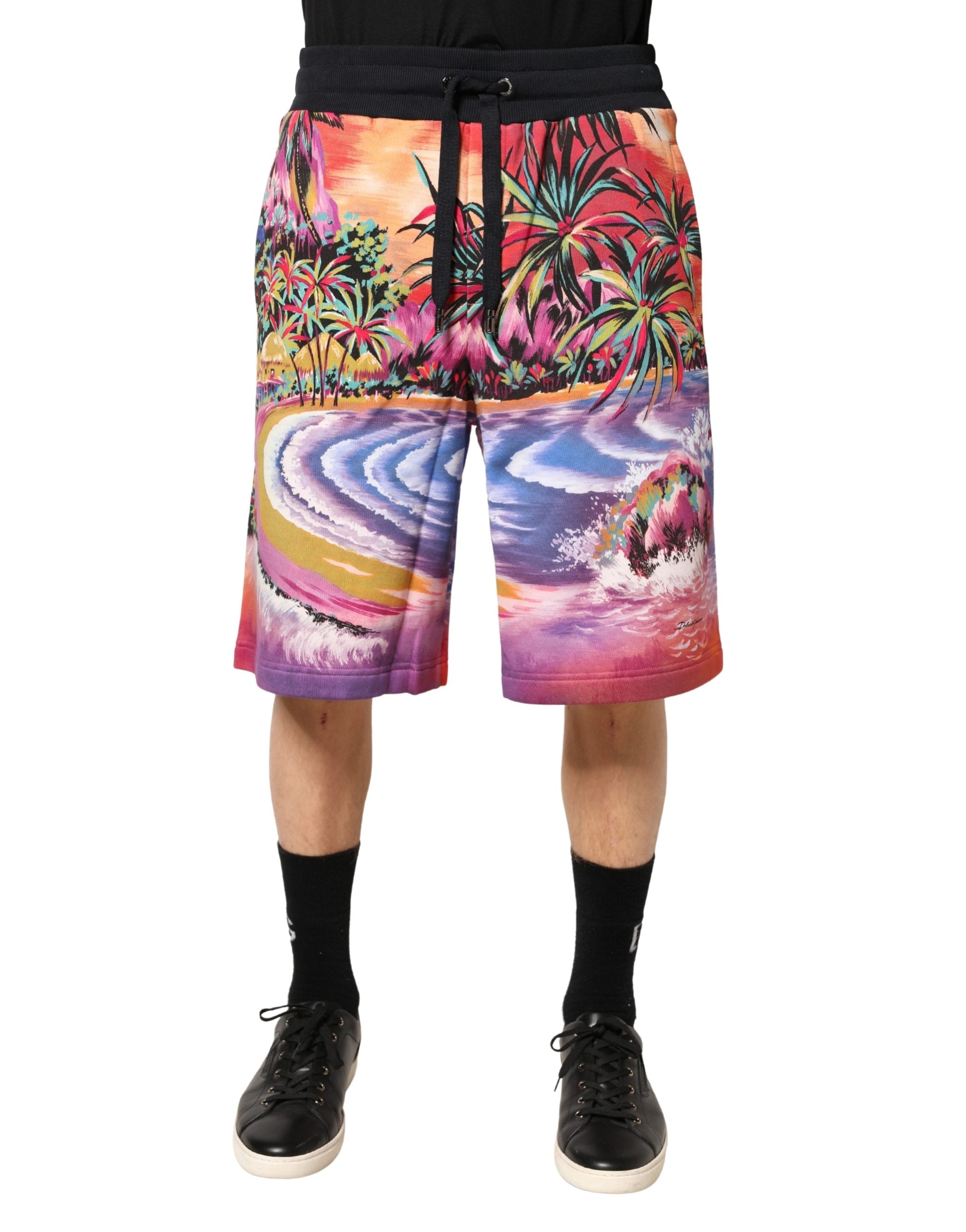 Dolce & Gabbana Mehrfarbige Bermuda-Shorts aus Baumwolle mit Grafikdruck