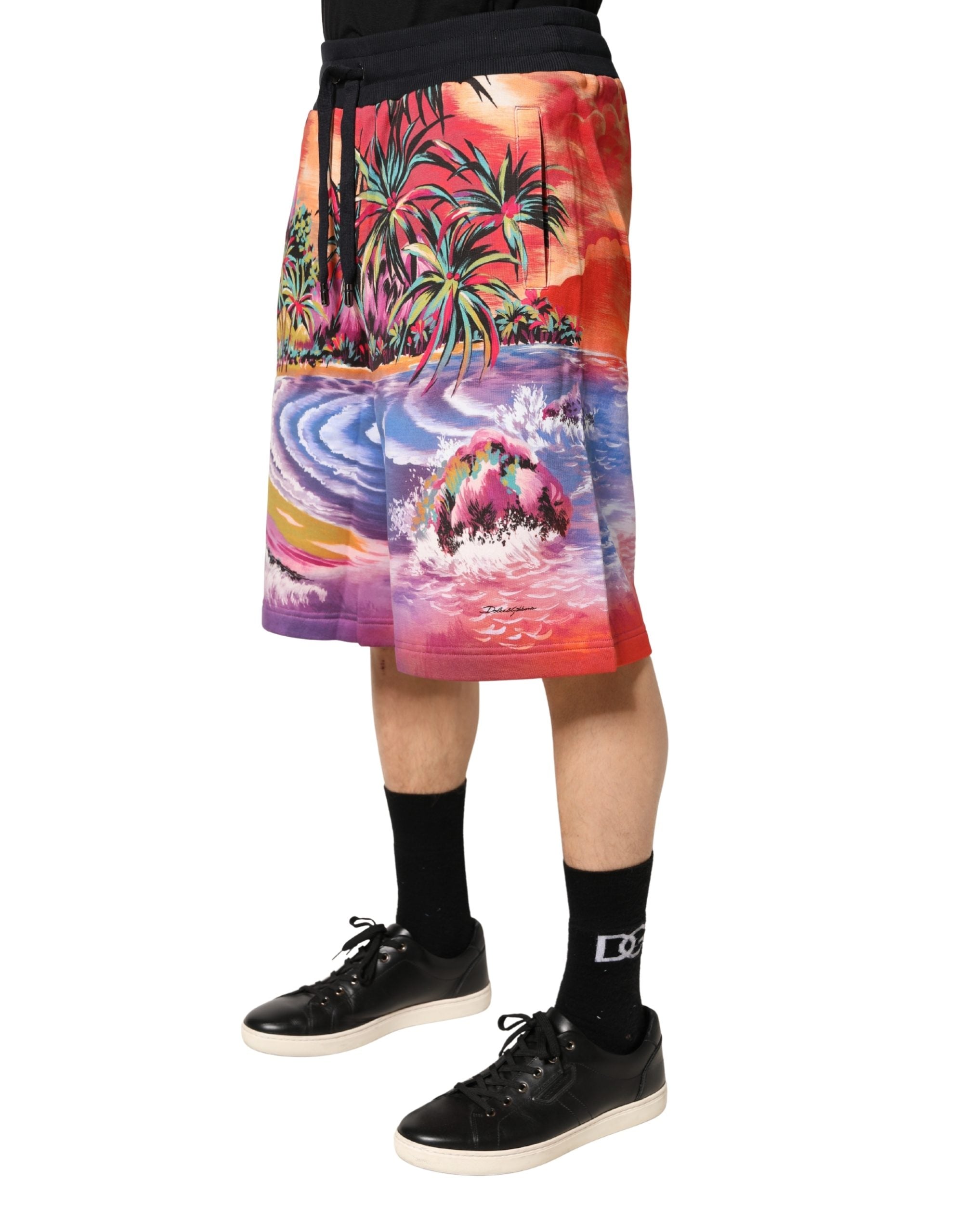 Dolce & Gabbana Mehrfarbige Bermuda-Shorts aus Baumwolle mit Grafikdruck
