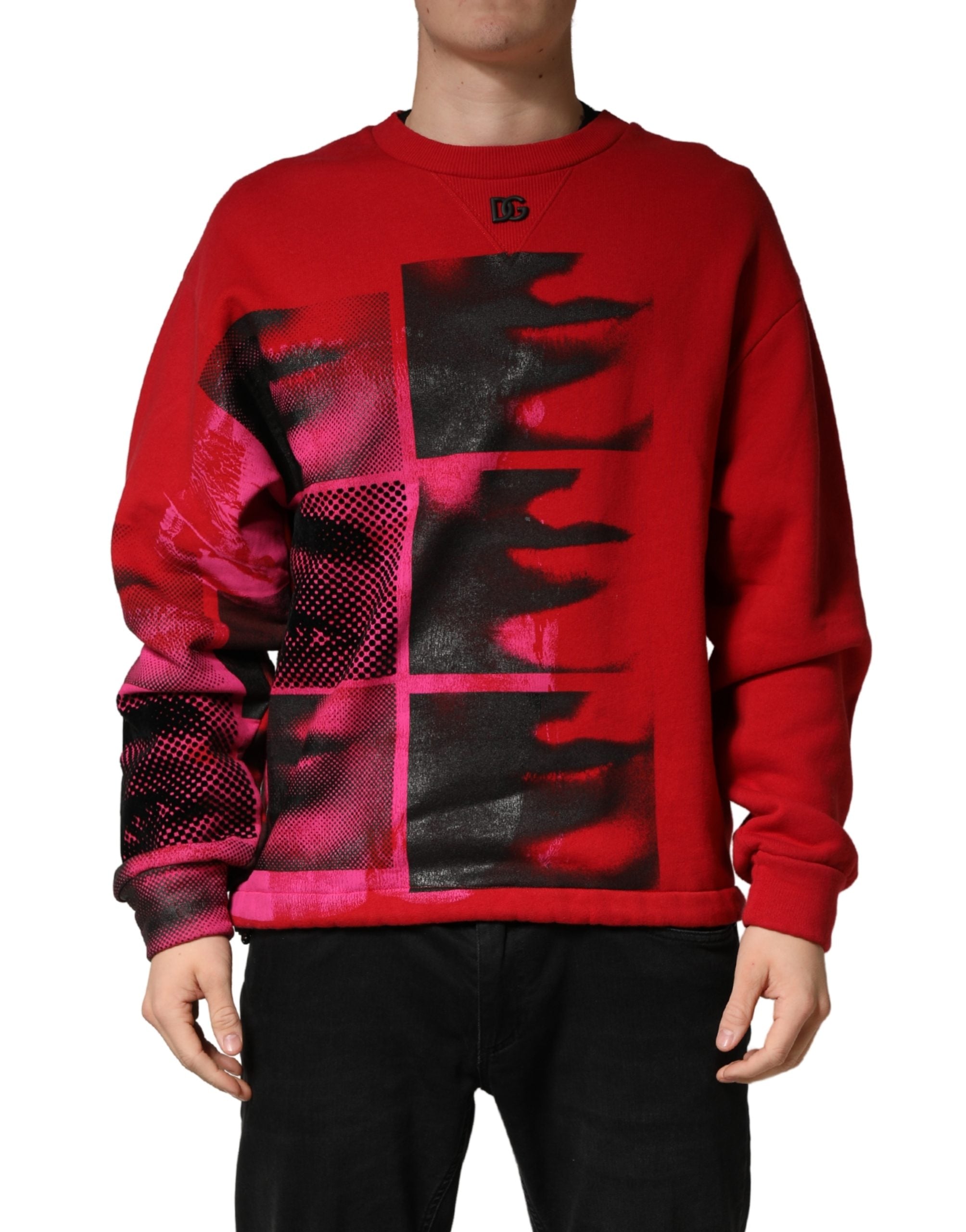 Dolce & Gabbana Herren-Sweatshirt mit rotem Grafikprint und Rundhalsausschnitt