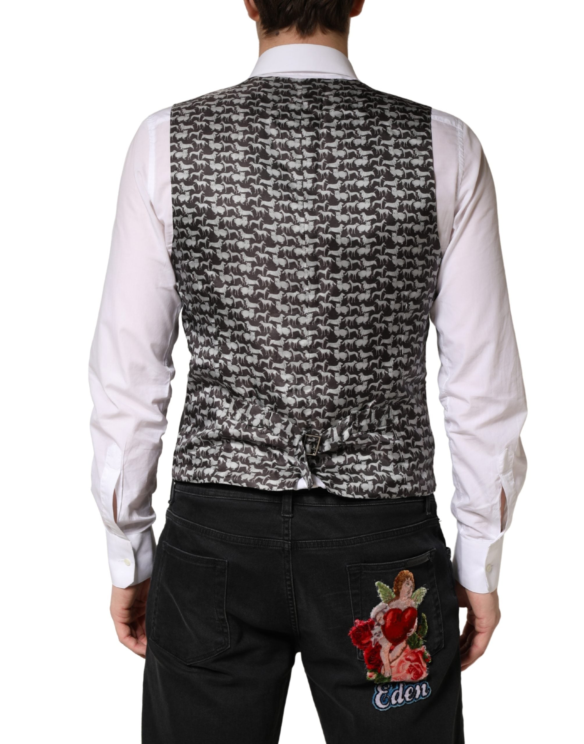 Dolce & Gabbana Schwarze Wollweste für Herren – Formeller Schnitt