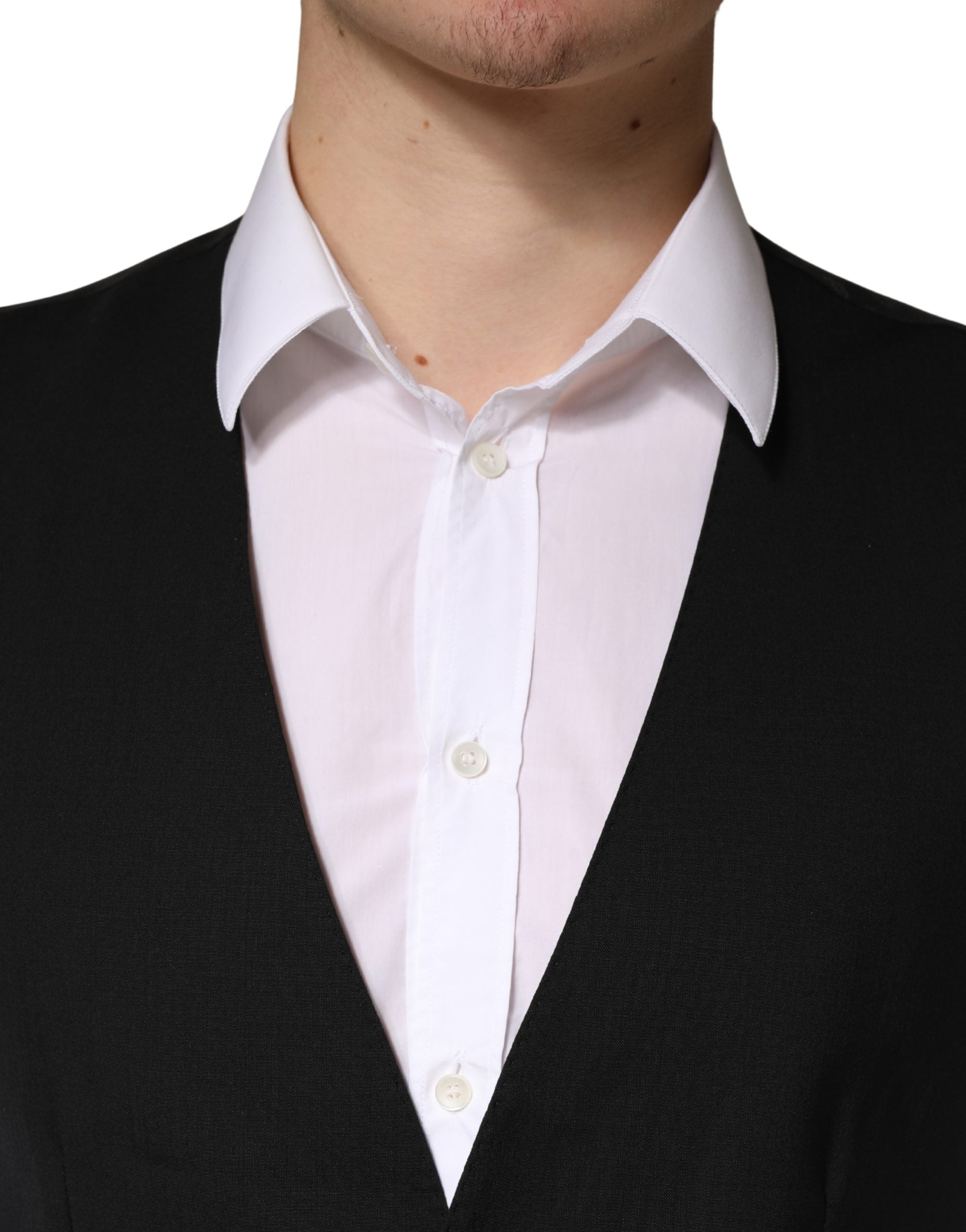 Dolce & Gabbana Schwarze Wollweste für Herren – Formeller Schnitt