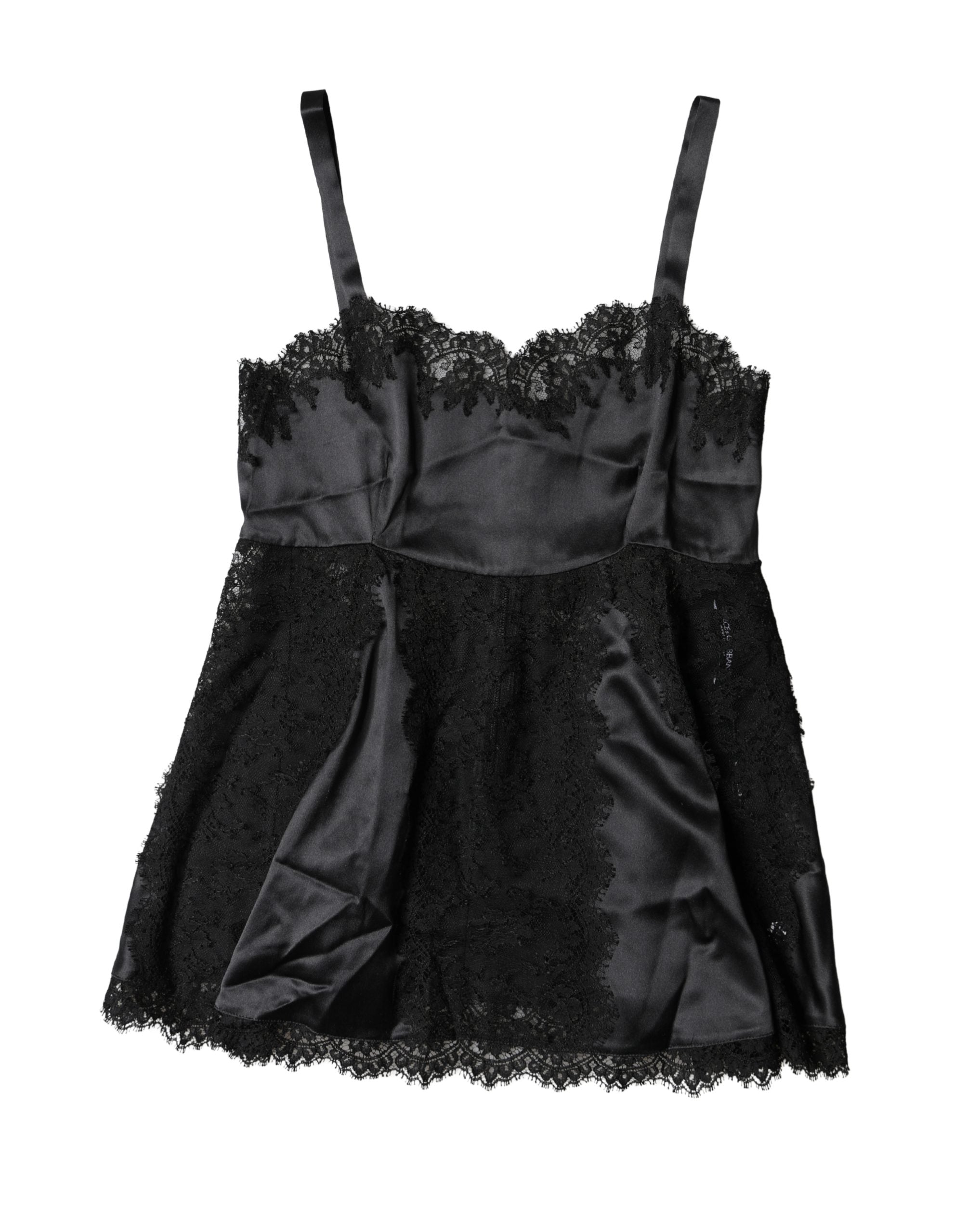 Dolce & Gabbana Schwarzes Spitzen-Dessous-Top aus Seide