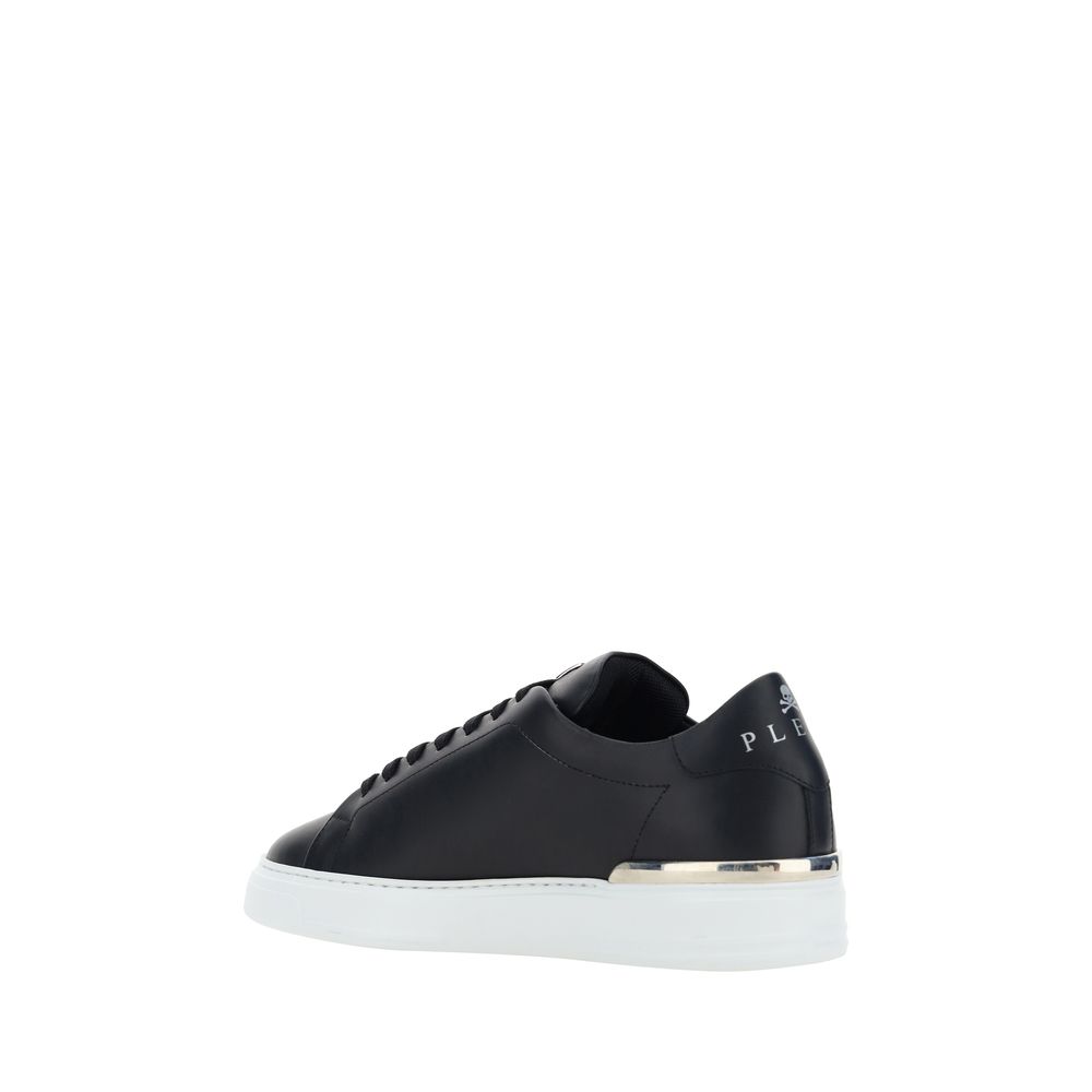 Philipp Plein Schwarze Bos Taurus Kalbsleder Low-Top-Sneaker
