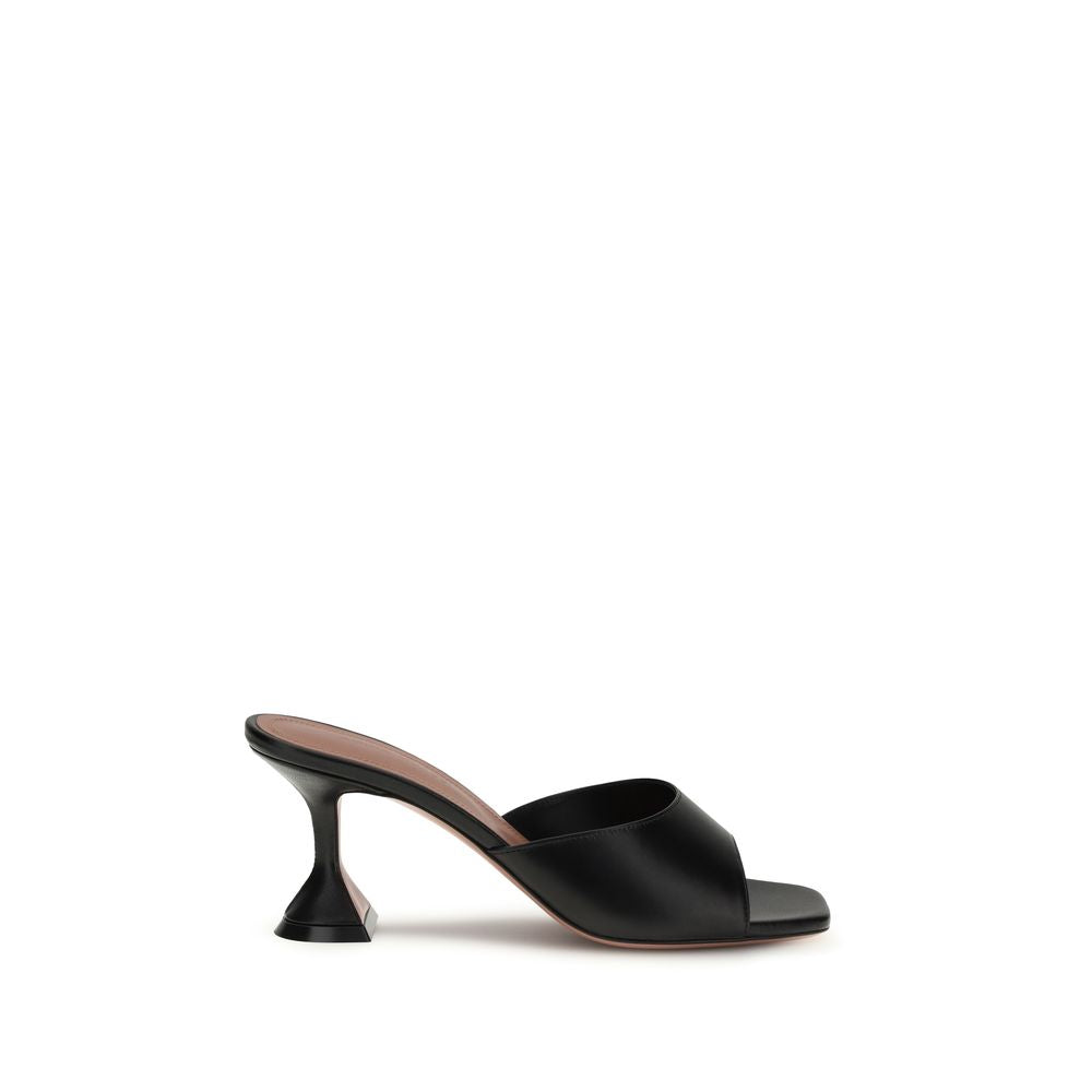 Amina Muaddi Schwarze Bos Taurus Kalbsleder-Sandalen mit Stilettoabsatz