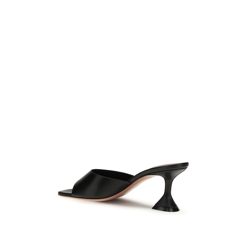 Amina Muaddi Schwarze Bos Taurus Kalbsleder-Sandalen mit Stilettoabsatz