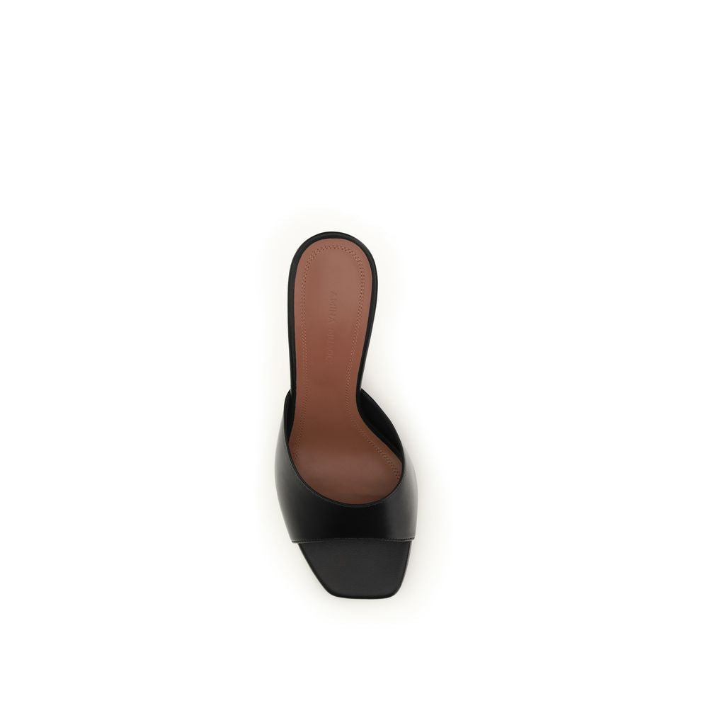 Amina Muaddi Schwarze Bos Taurus Kalbsleder-Sandalen mit Stilettoabsatz