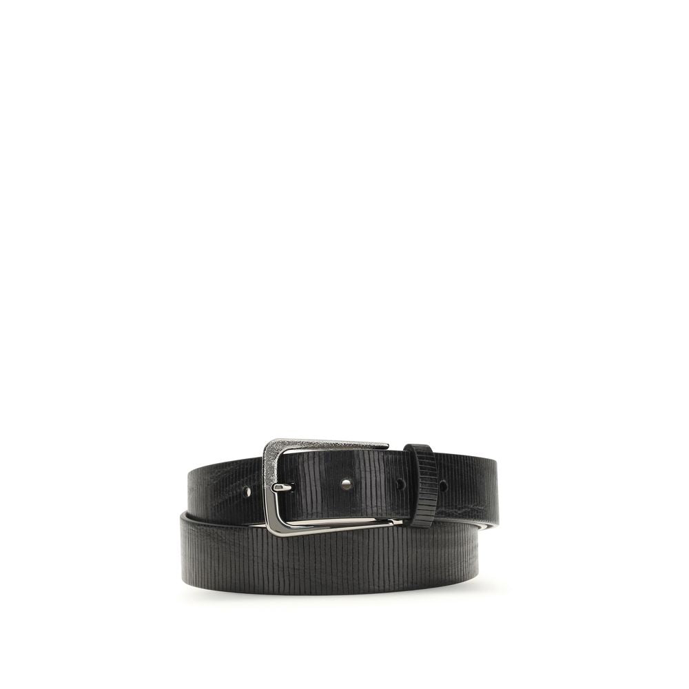 Brunello Cucinelli Schwarzer Kalbsleder Bos Taurus Regular Gürtel