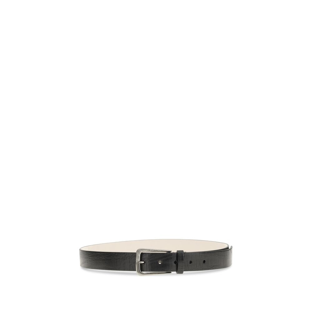 Brunello Cucinelli Schwarzer Kalbsleder Bos Taurus Regular Gürtel