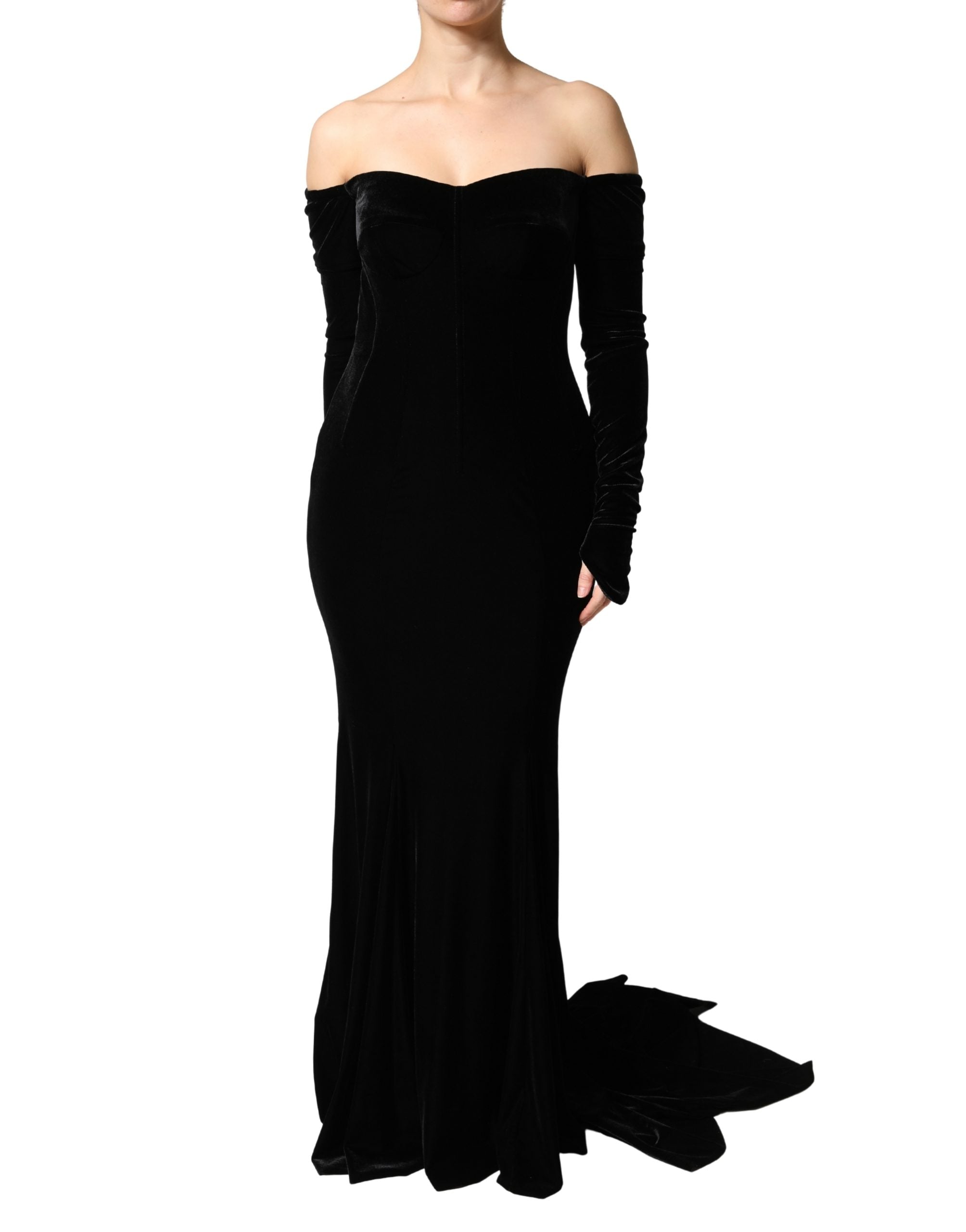 Dolce & Gabbana Schwarzes Bodycon-Abendkleid mit Carmen-Ausschnitt