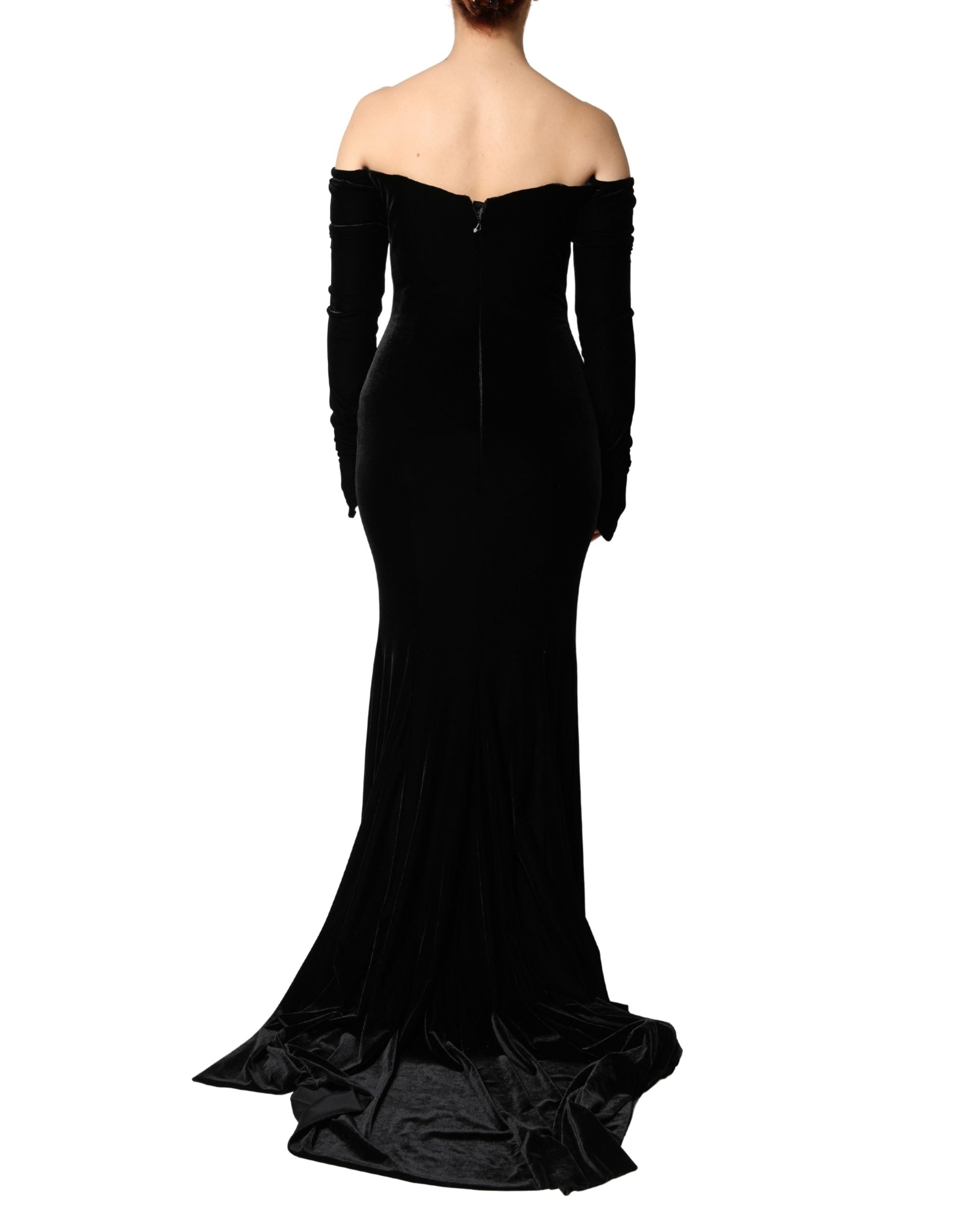 Dolce & Gabbana Schwarzes Bodycon-Abendkleid mit Carmen-Ausschnitt