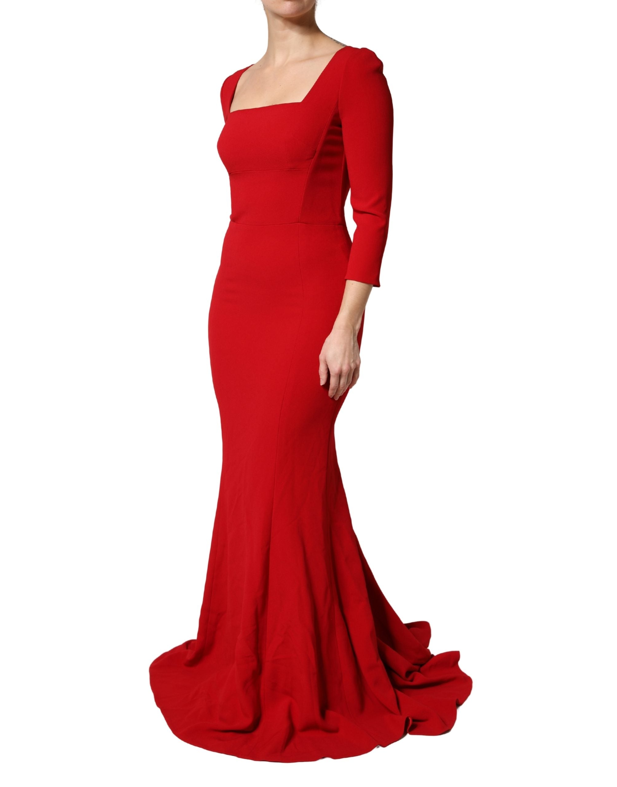 Dolce & Gabbana Rotes Viskose Etui-Kleid im Mermaid-Stil