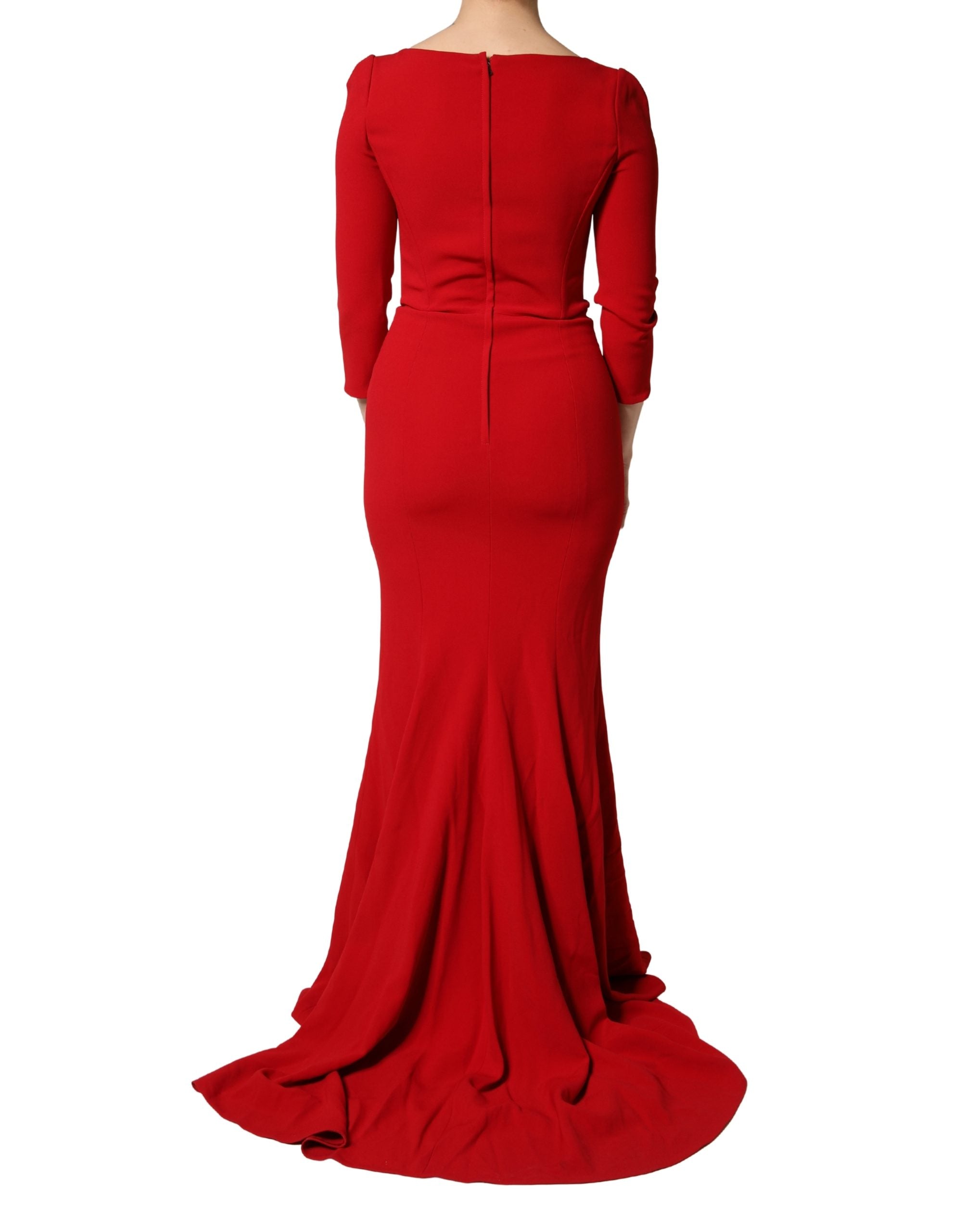 Dolce & Gabbana Rotes Viskose Etui-Kleid im Mermaid-Stil