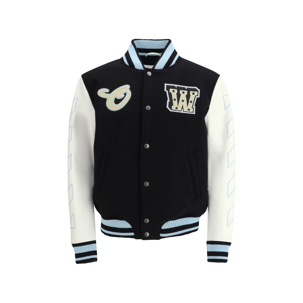 Off-White Schwarzer Oves Aries Bomber aus Wolle