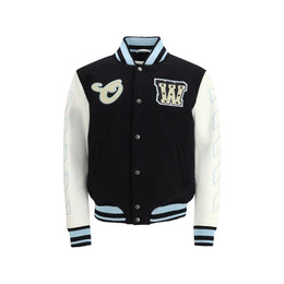 Off-White Schwarzer Oves Aries Bomber aus Wolle