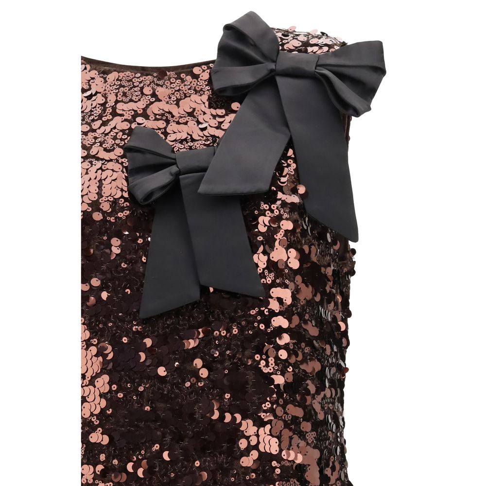 Ganni Braunes Cocktailkleid aus recyceltem Polyester