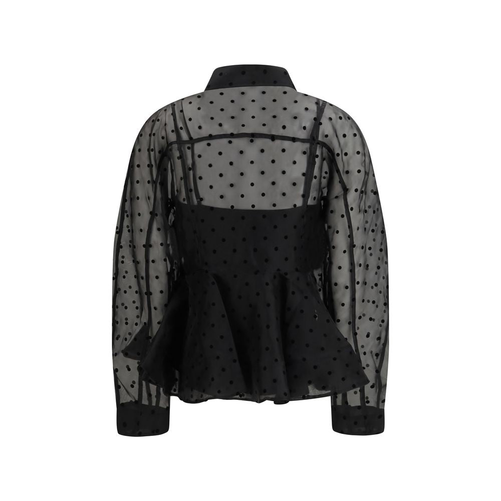 Ganni Schwarzes Hemd mit Muster aus recyceltem Polyester