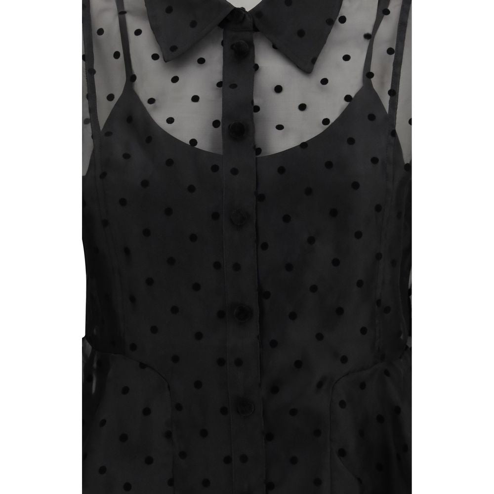 Ganni Schwarzes Hemd mit Muster aus recyceltem Polyester