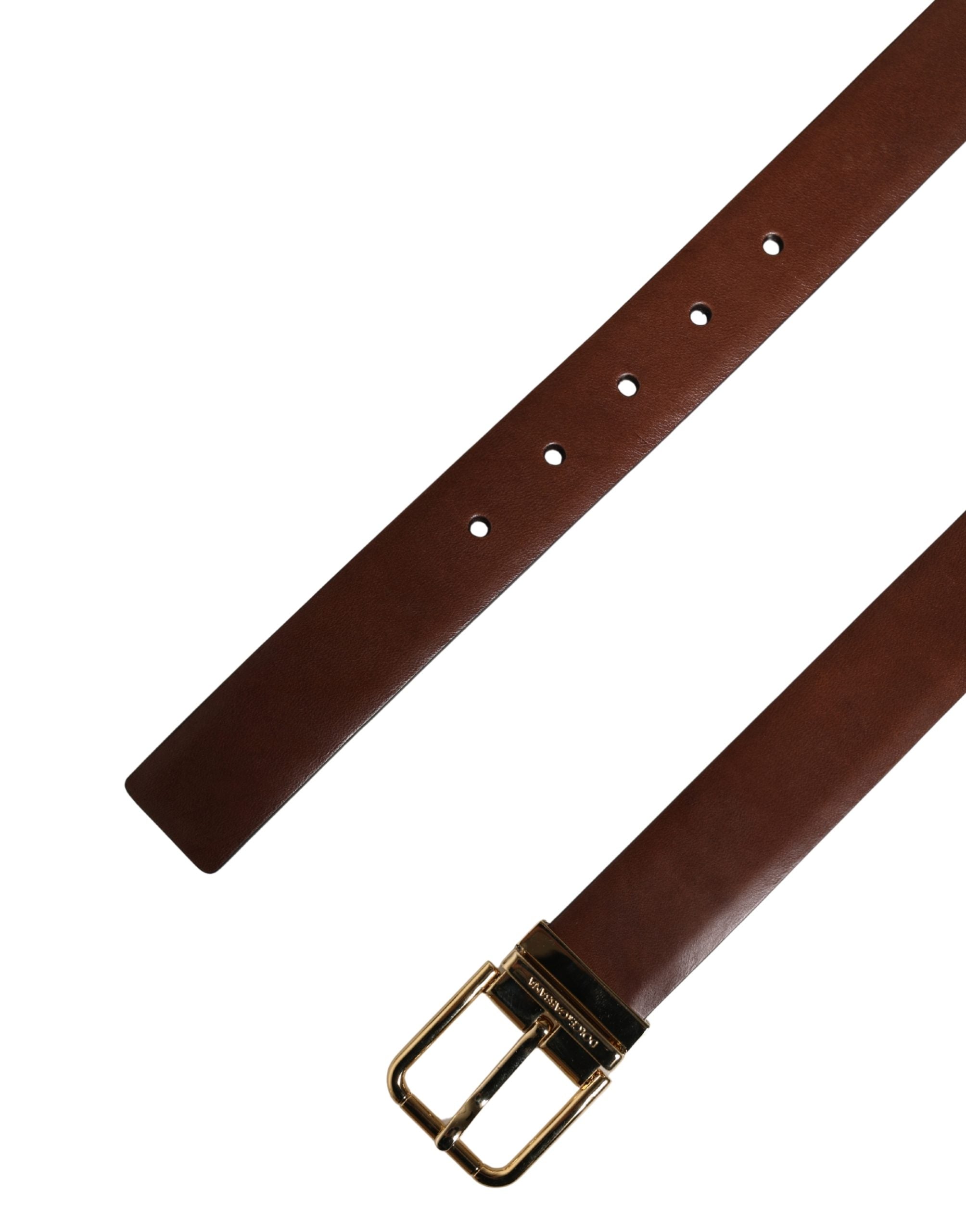 Dolce & Gabbana Herren Gürtel aus braunem Leder mit klassischer Metallschnalle