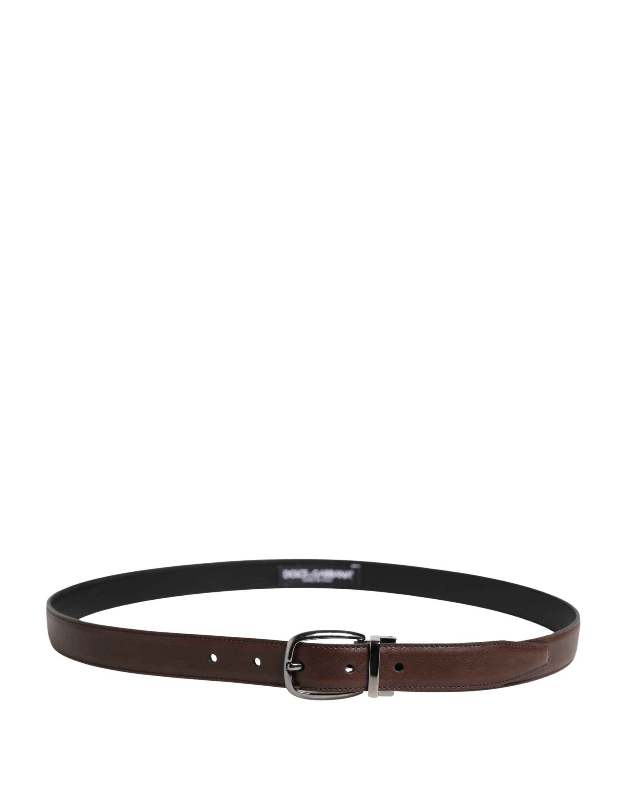 Dolce & Gabbana Herren Gürtel aus braunem Leder mit klassischer Metallschnalle