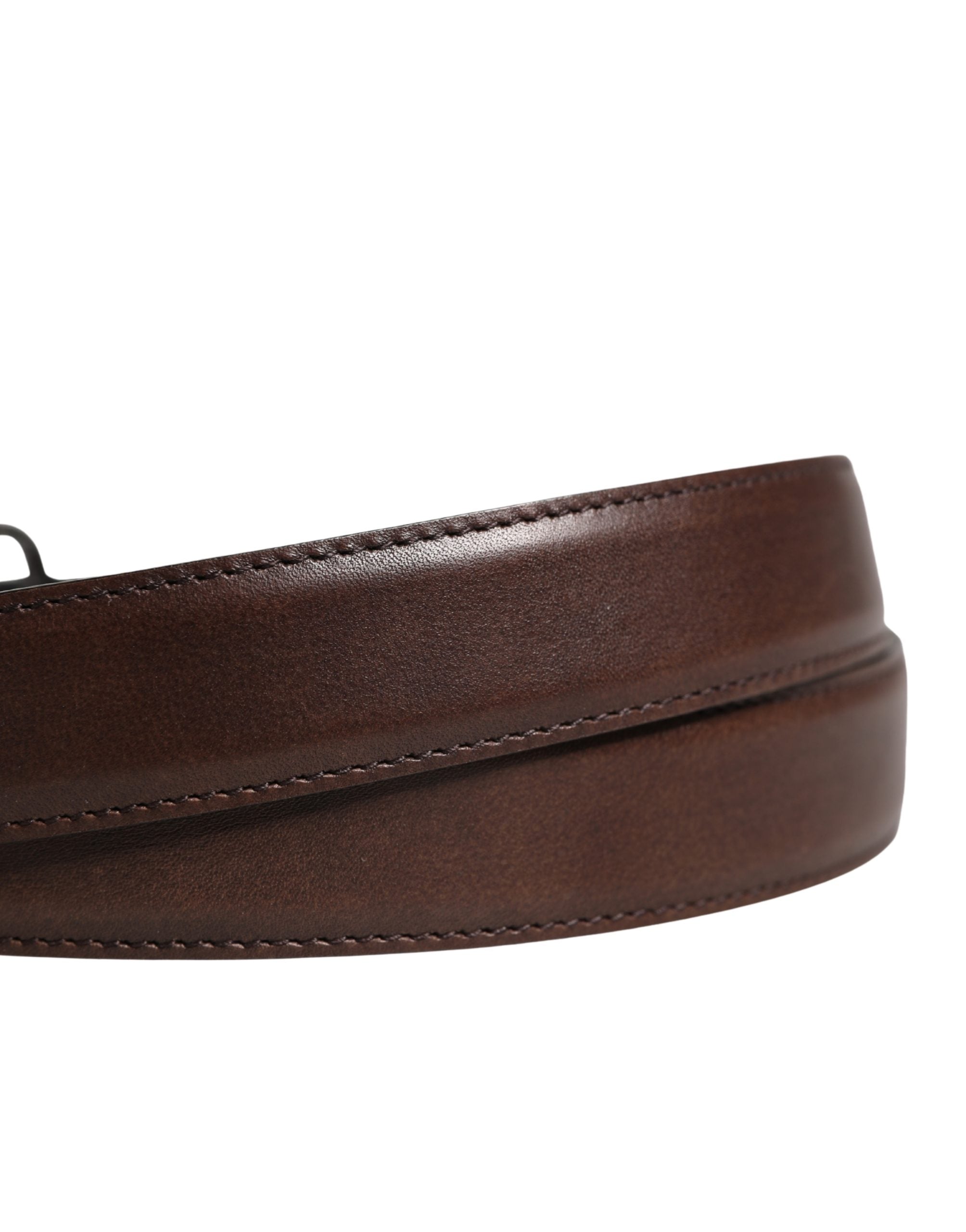 Dolce & Gabbana Herren Gürtel aus braunem Leder mit klassischer Metallschnalle